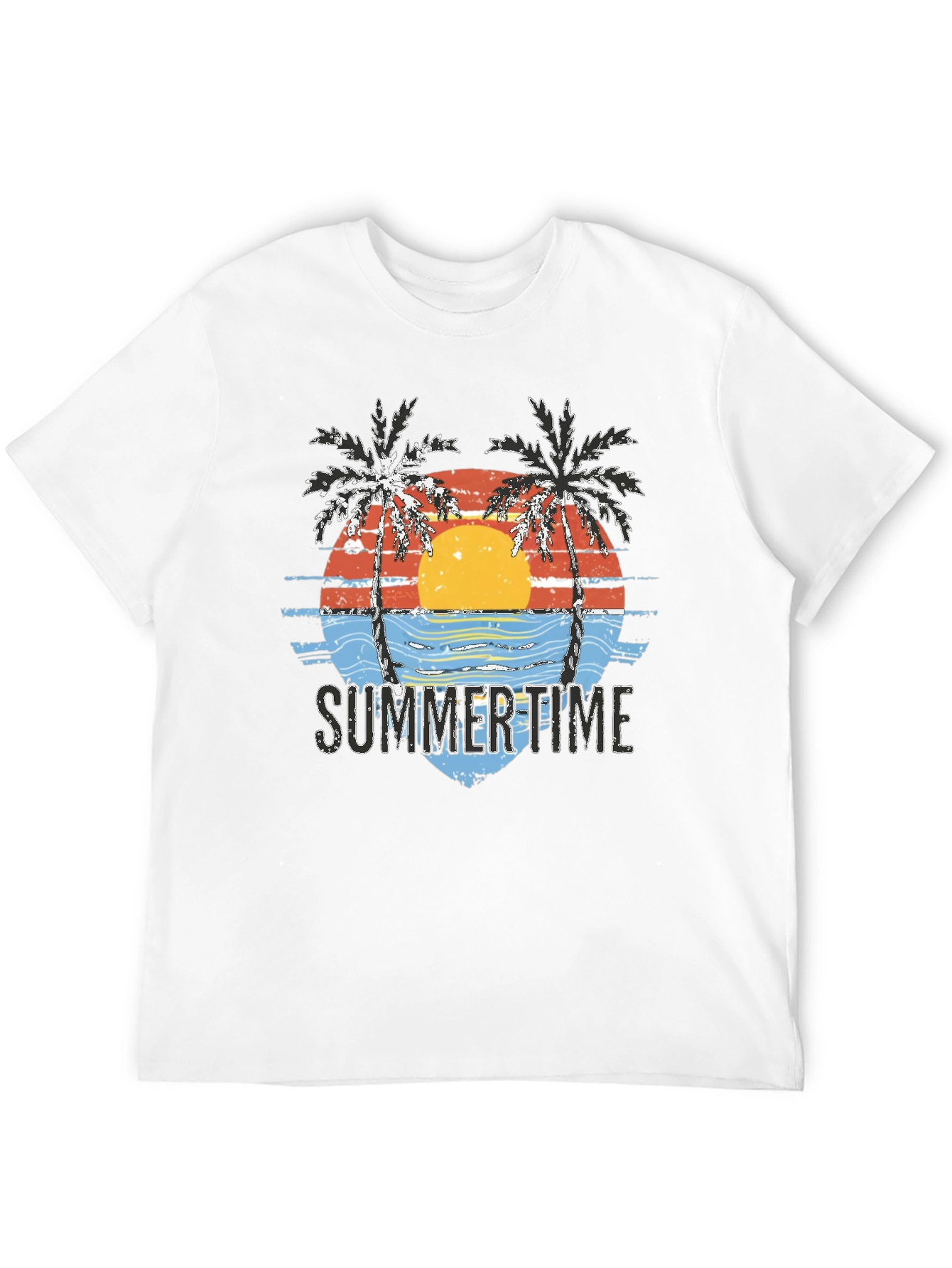 Black Summer Time Palm Tree Graphic Tee - Black view 12