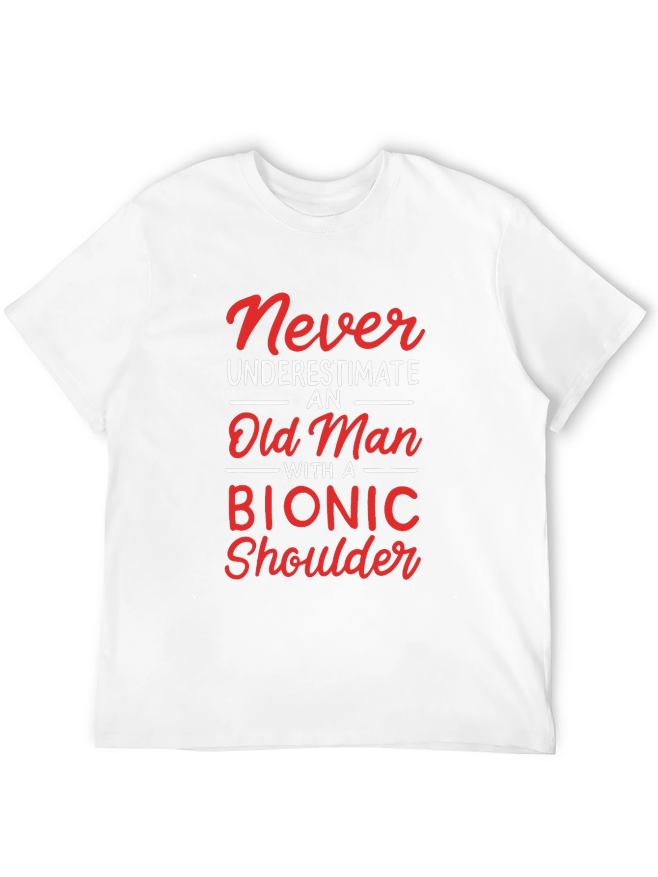 Black Funny Bionic Shoulder Old Man T-Shirt view 12