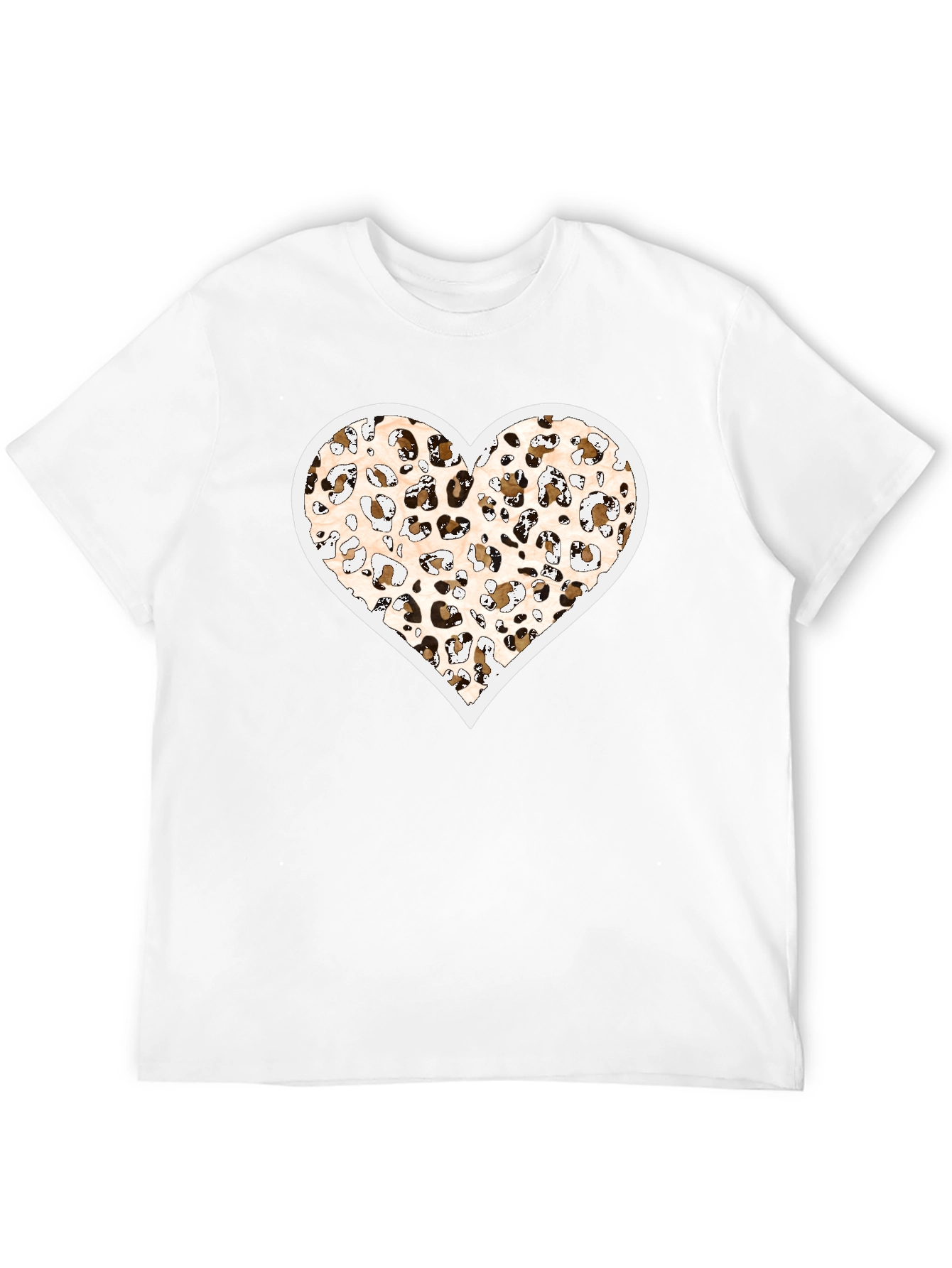 Black Leopard Print Heart Graphic Black Tee Shirt view 12