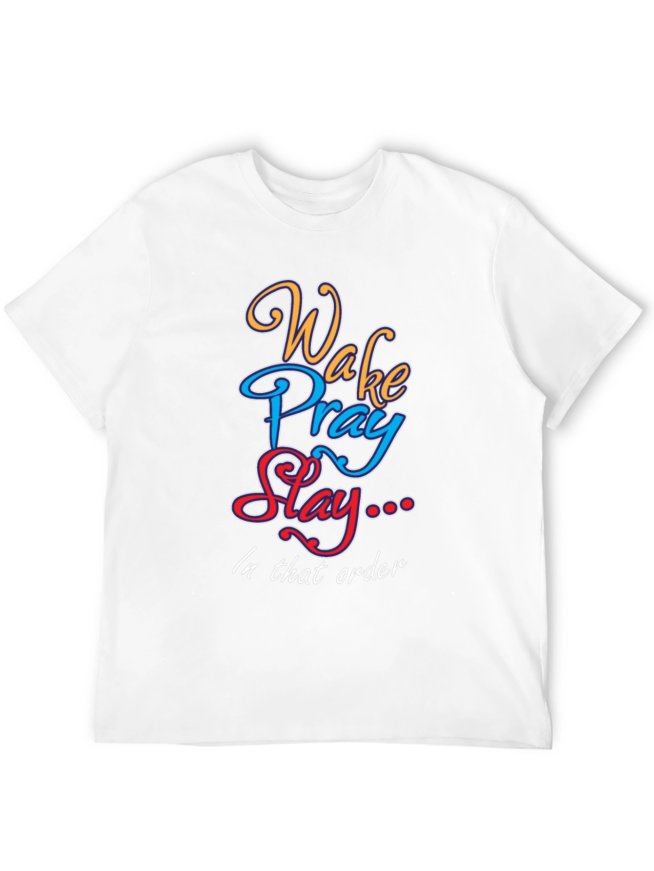 Black Wake Pray Slay Graphic Tee - Trendy Cotton T-Shirt view 12