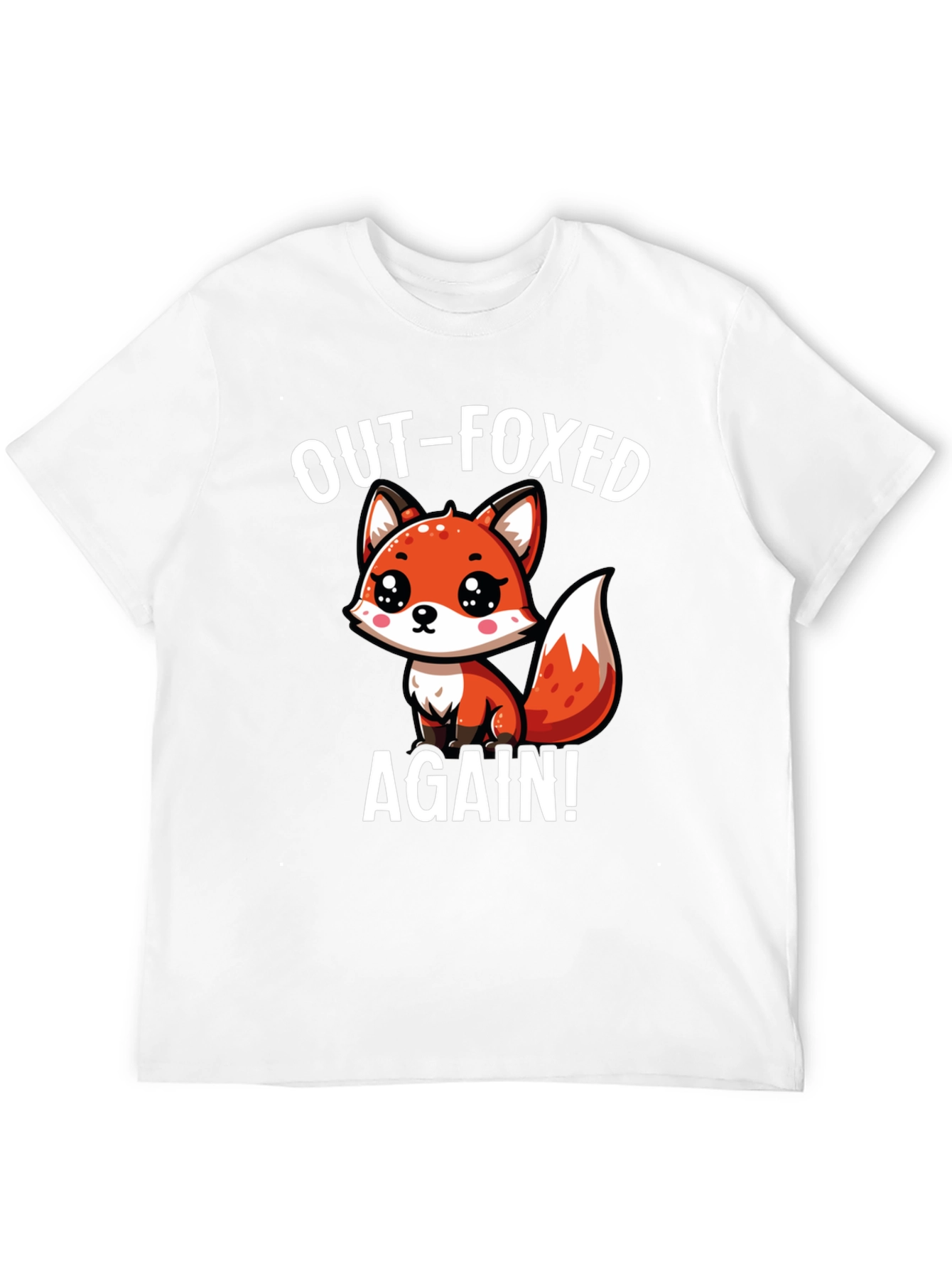 Black Out-Foxed Again! Cute Cartoon Fox Graphic T-Shirt view 12