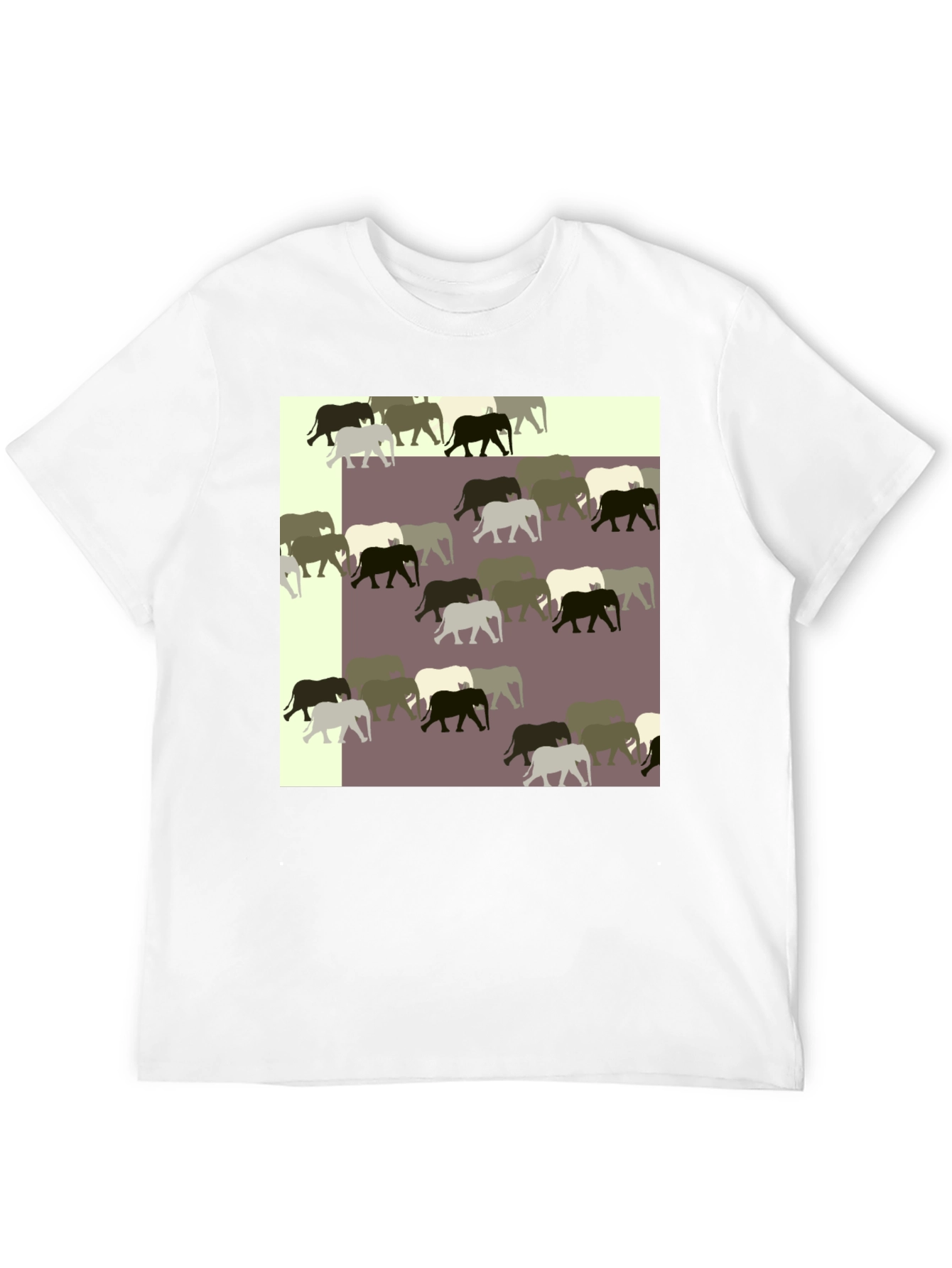 Black Elephant Pattern Black T-Shirt view 12