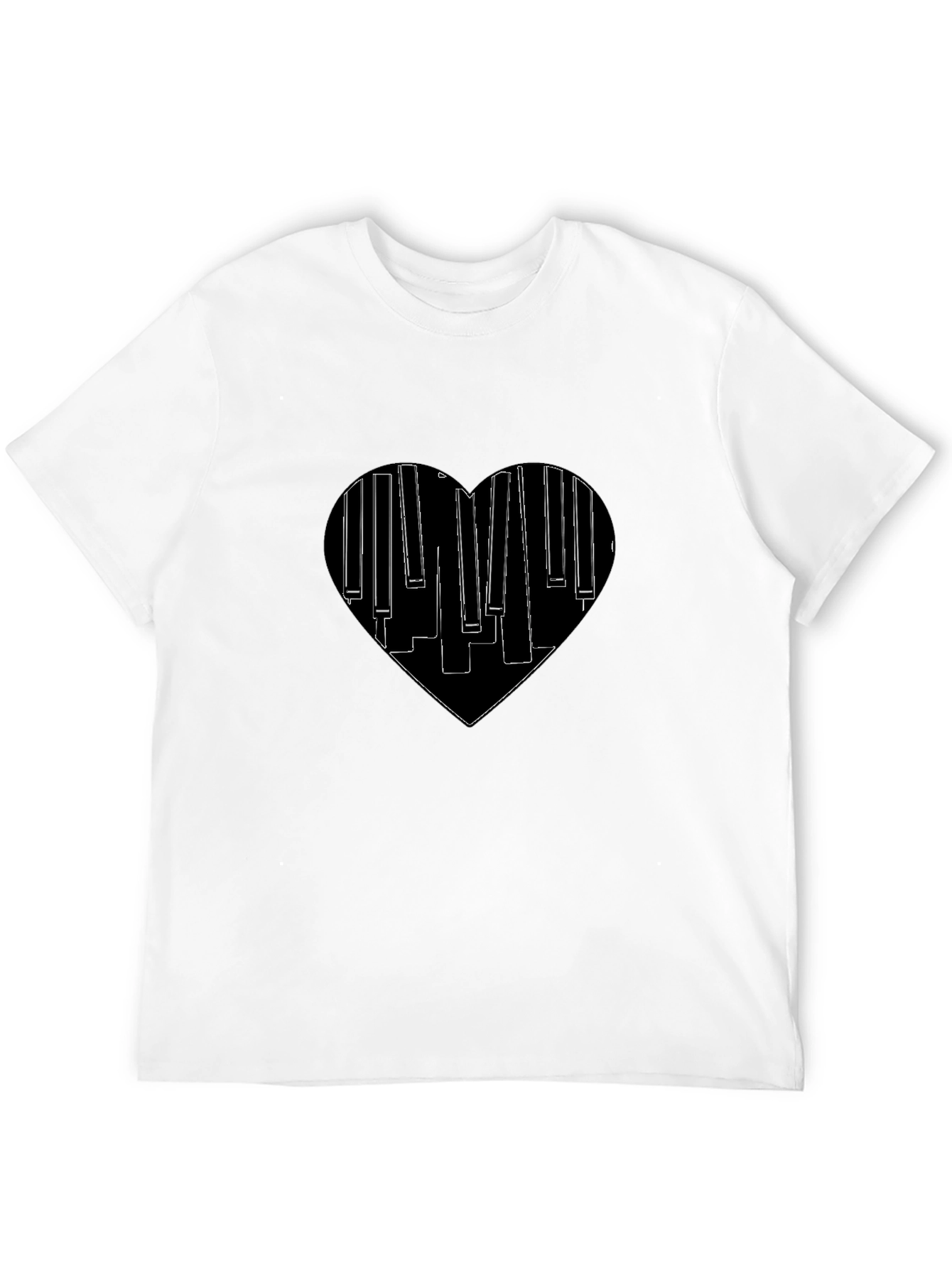 Black Piano Heartbeat Black T-Shirt | Music Lover Tee view 12