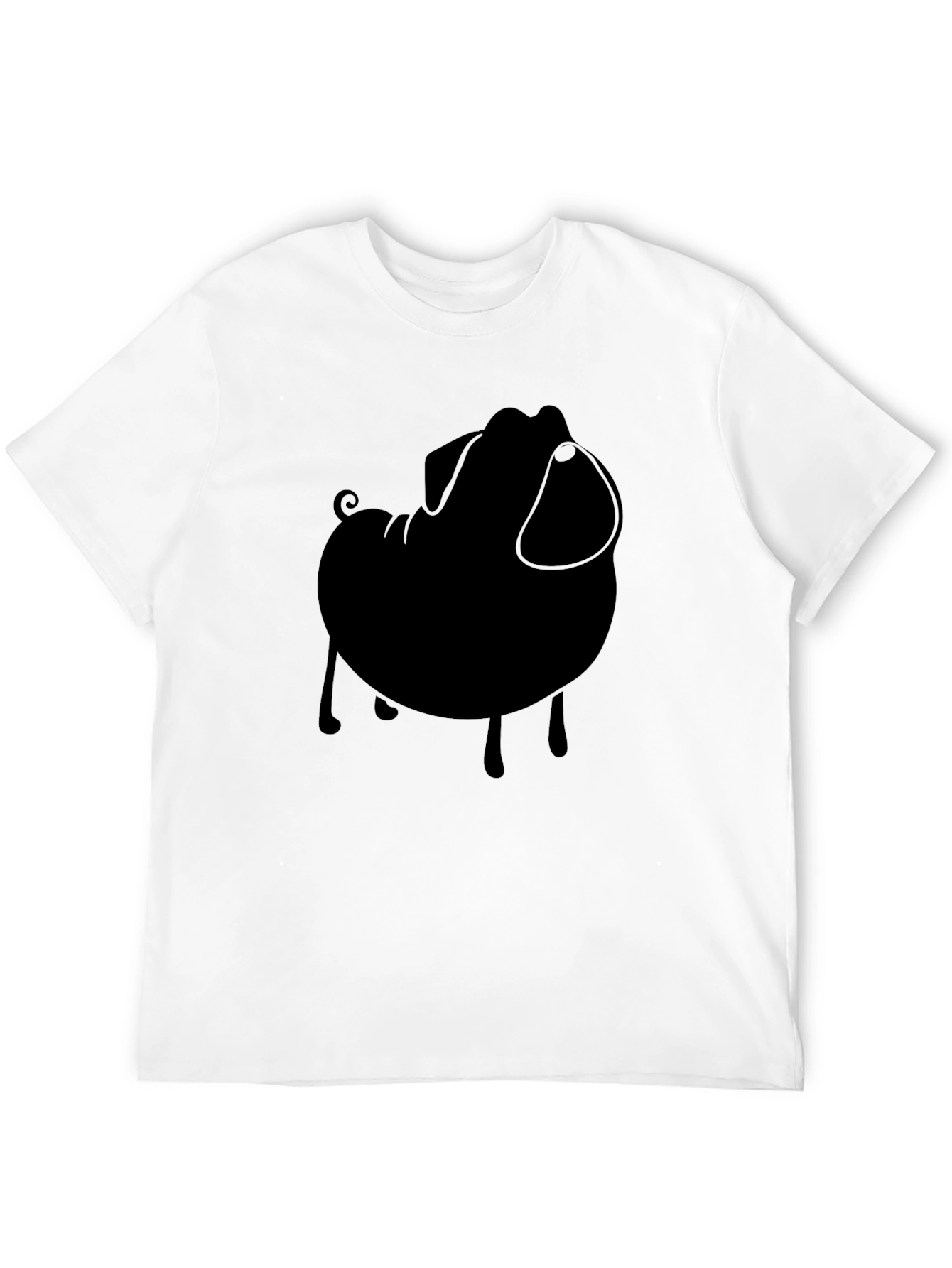 Black Black Pug Silhouette Tee - Modern Casual Style view 12