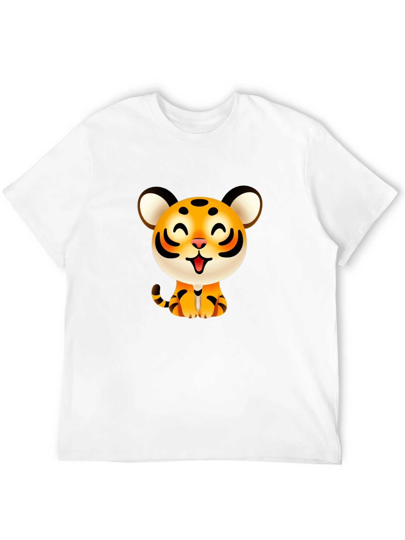 Black Cute Cartoon Tiger Graphic Tee - Black view 12