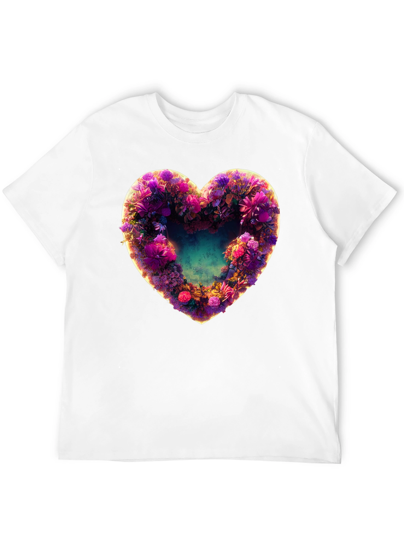 Black Floral Heart Graphic Black T-Shirt view 12