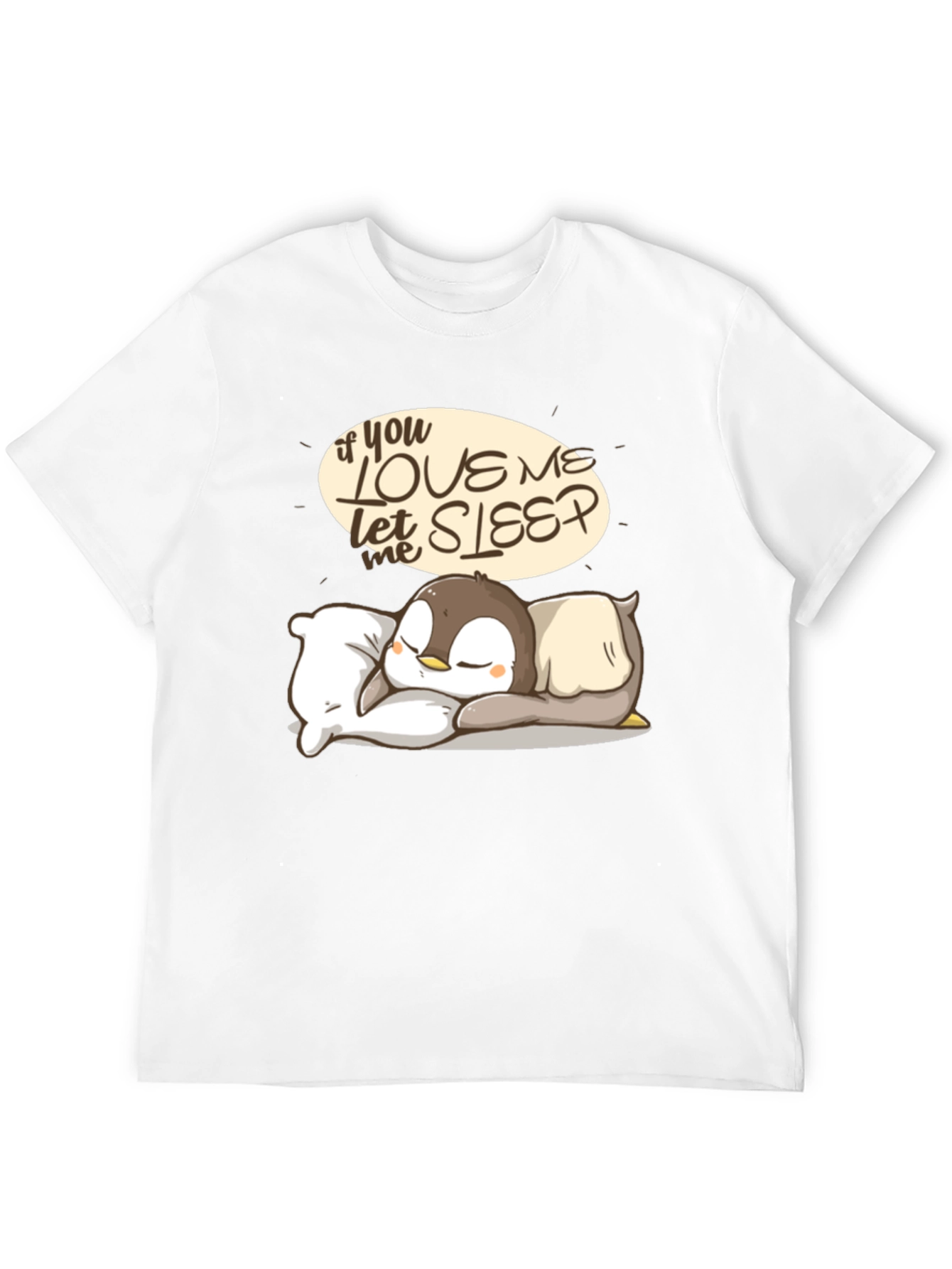 Black Cute Penguin Sleep T-Shirt view 12