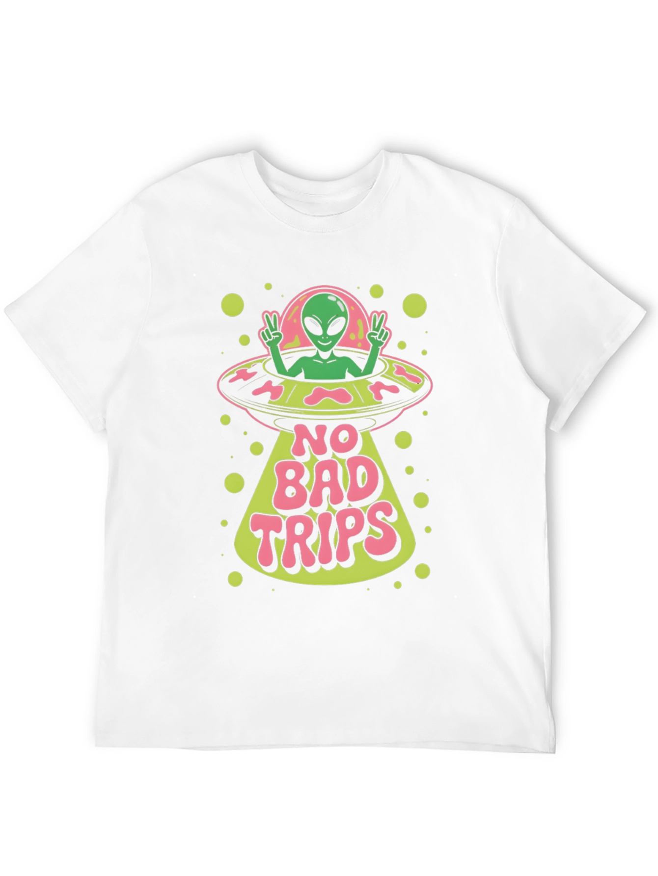 Black No Bad Trips Alien UFO Graphic T-Shirt view 12