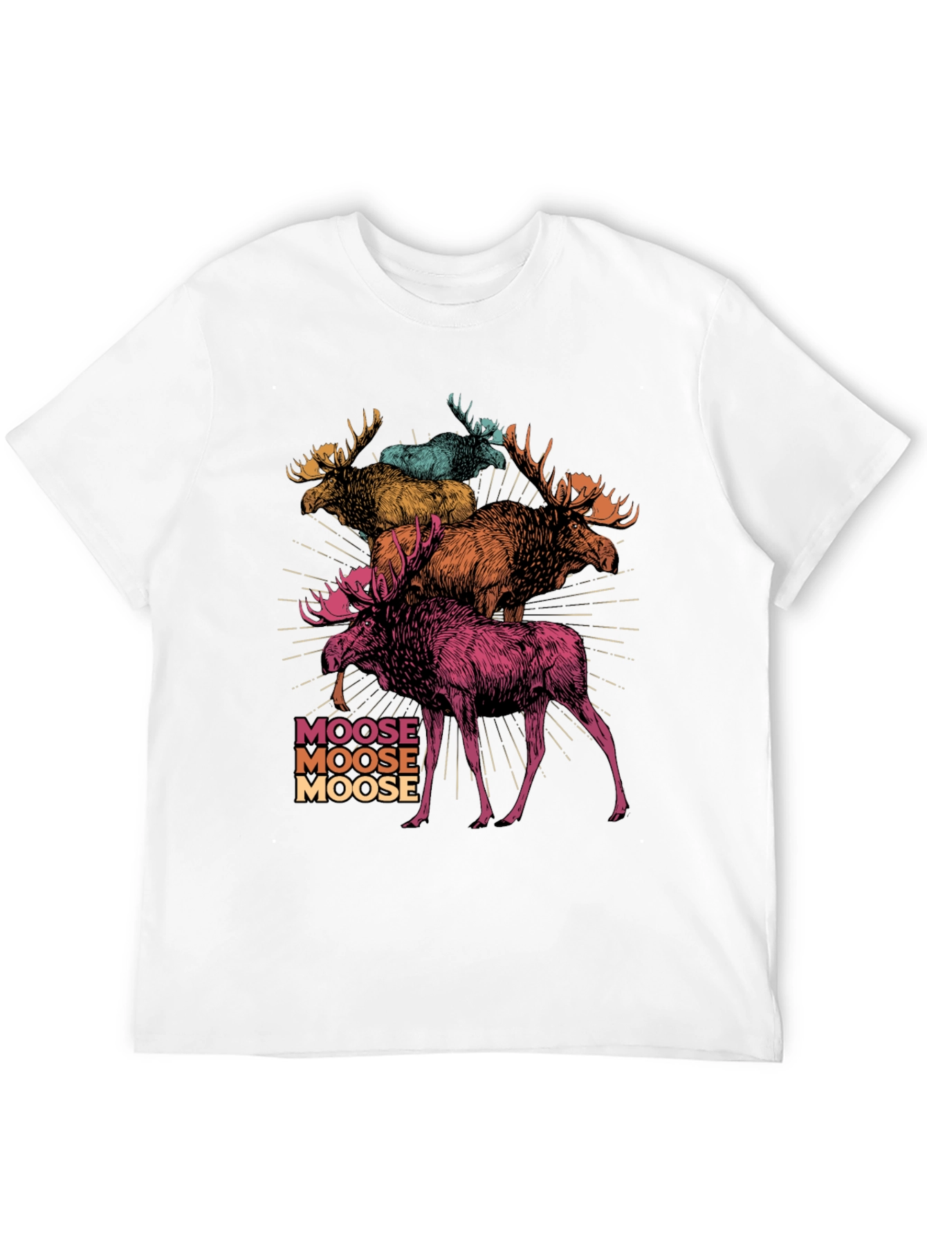Black Moose Stack Graphic T-Shirt - Cool Colorful Design view 12