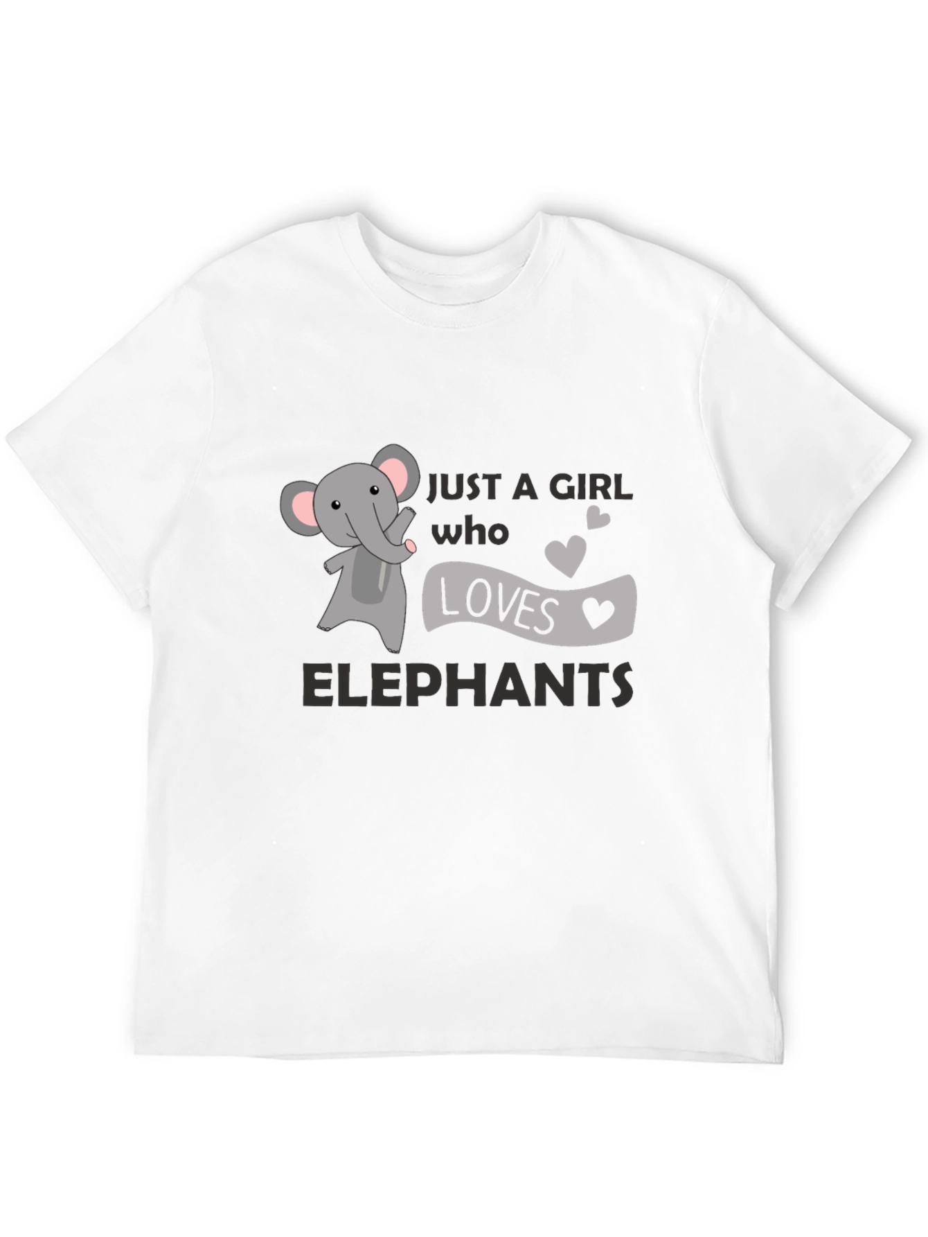 Black Just a Girl Who Loves Elephants T-Shirt - Black view 12