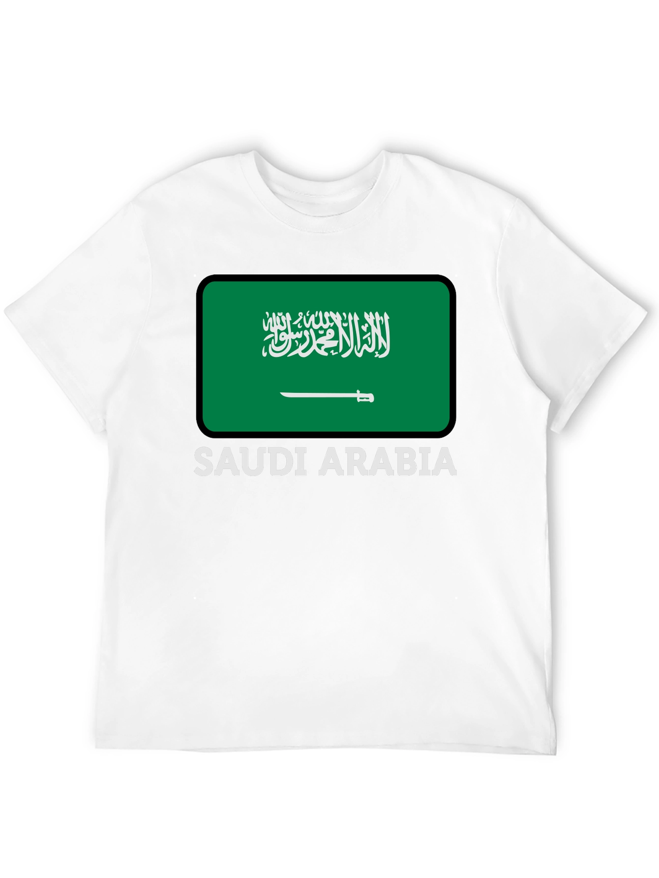 Black Saudi Arabia Flag Graphic Tee - Black Cotton T-Shirt view 12