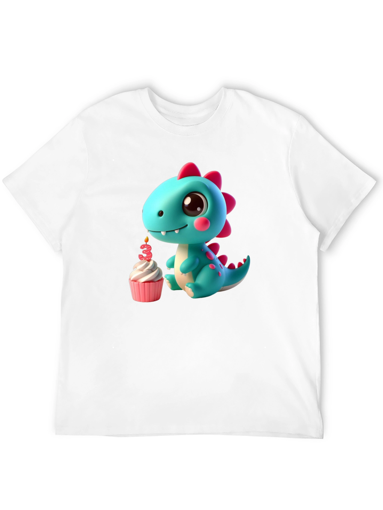 Black Cute Dinosaur 3rd Birthday T-Shirt view 12