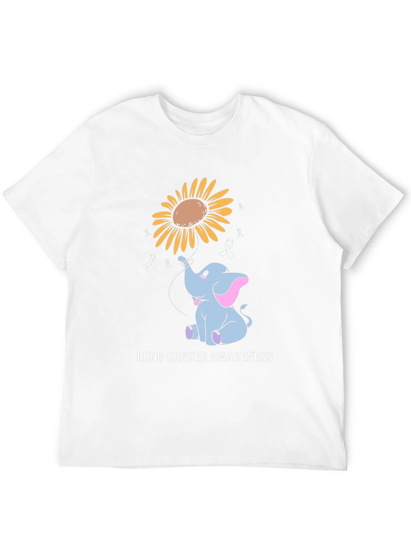 Black Lung Cancer Awareness Elephant Sunflower T-Shirt view 12