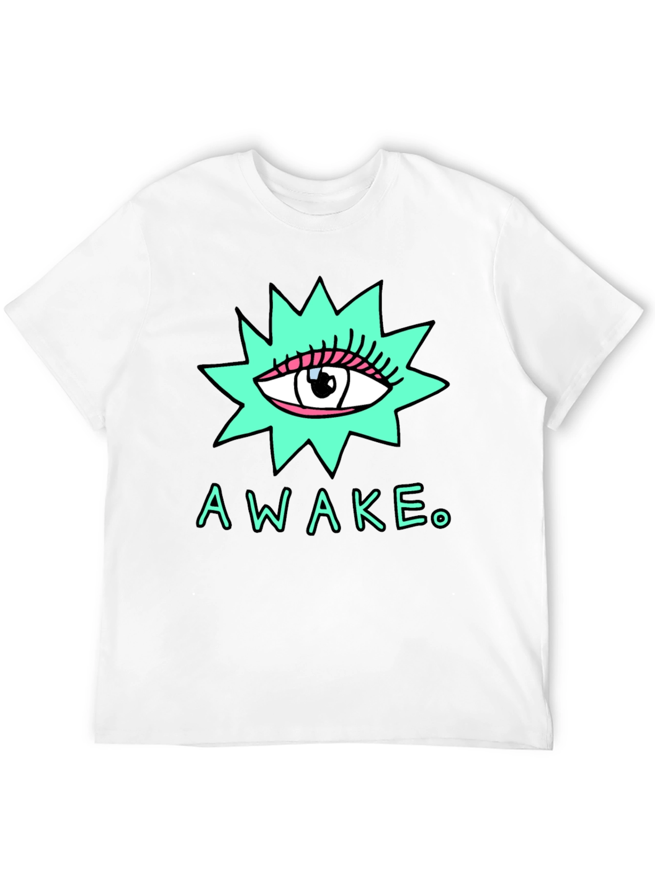 Black Eye-Catching "Awake" Graphic Print Black T-Shirt view 12