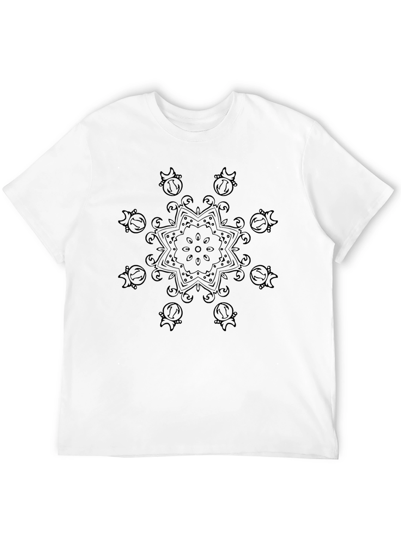 Black Mandala Print Black Crew Neck Tee view 12