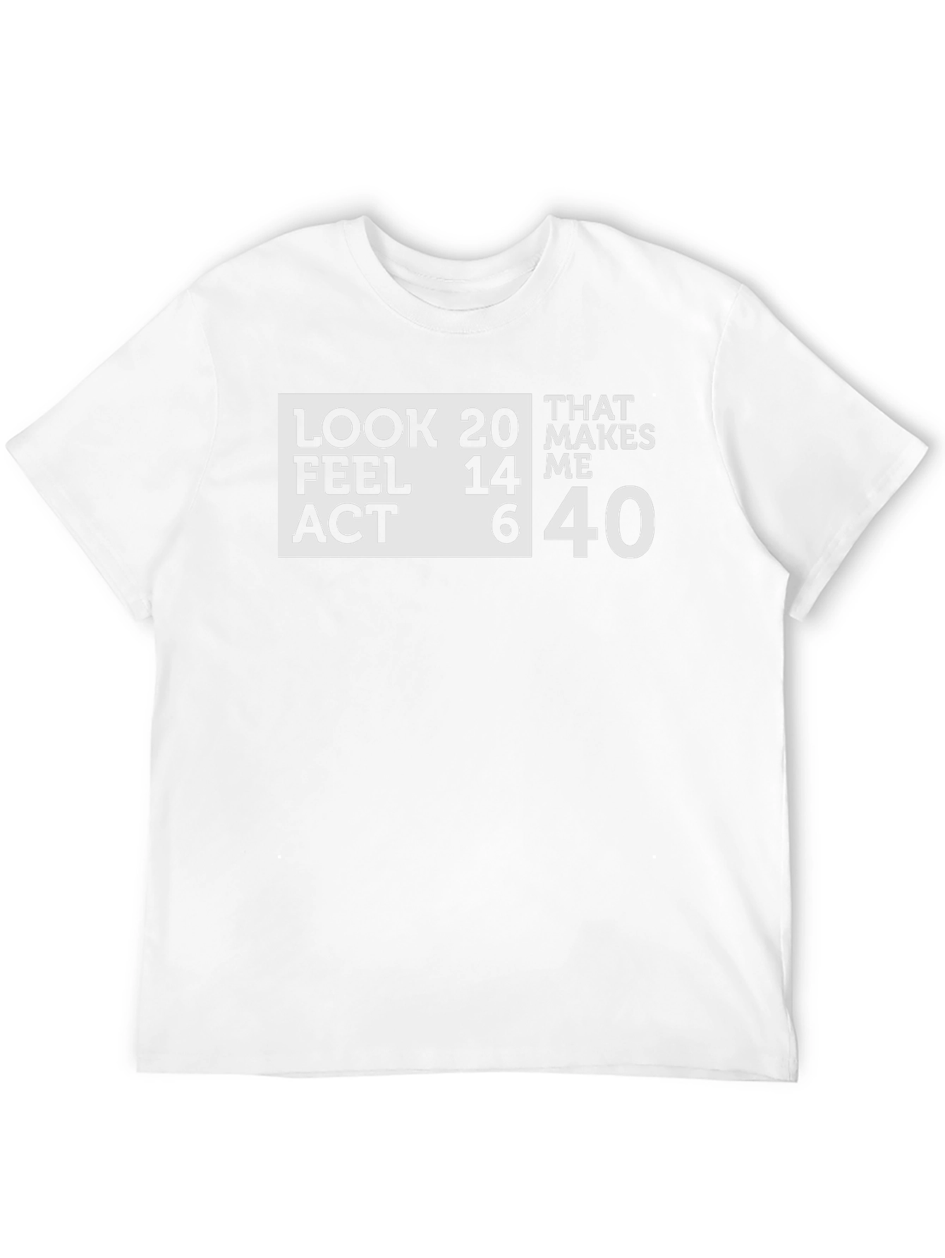 Black Funny 40th Birthday T-Shirt: Look 20, Feel 14, Act 6 view 12