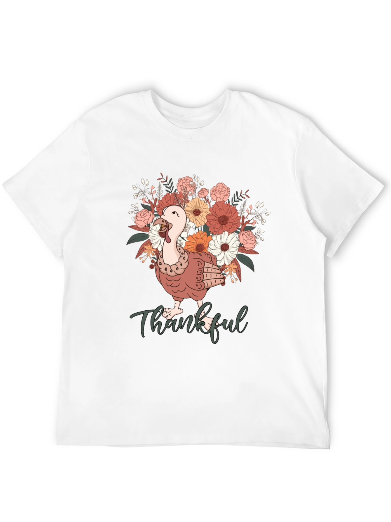 Black Thankful Turkey Floral T-Shirt view 12