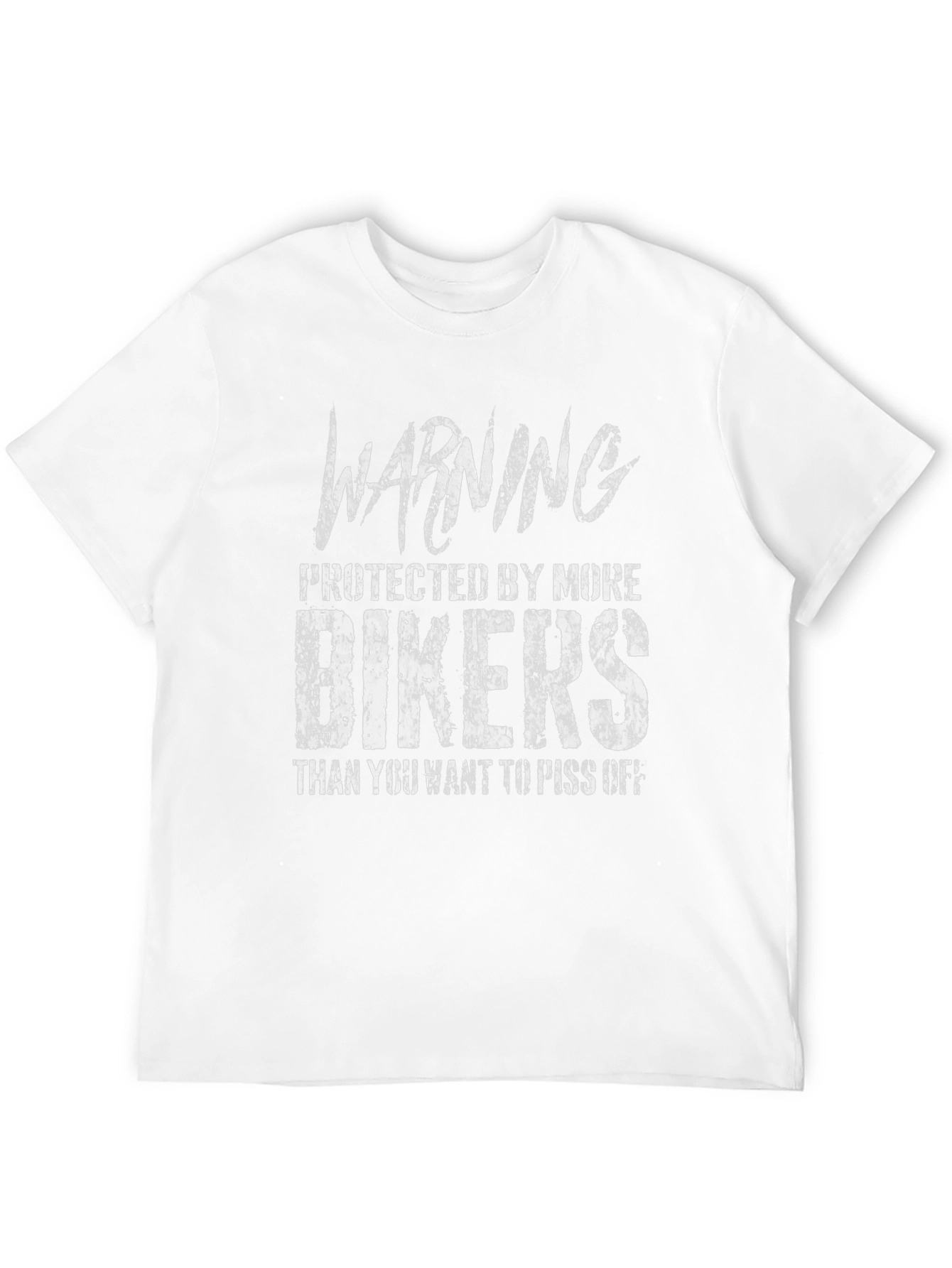 Black Warning Bikers T-Shirt: Protected by More Bikers view 12