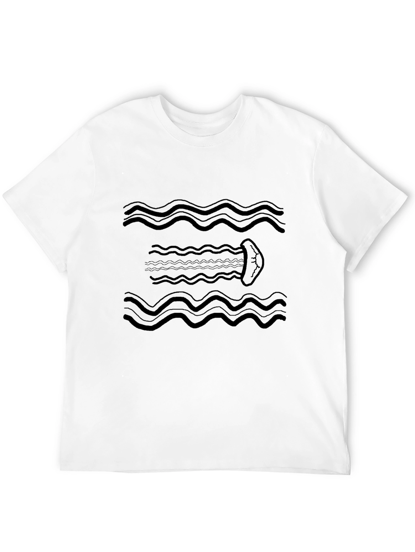 Black Wavy Jellyfish Black Graphic Tee view 12