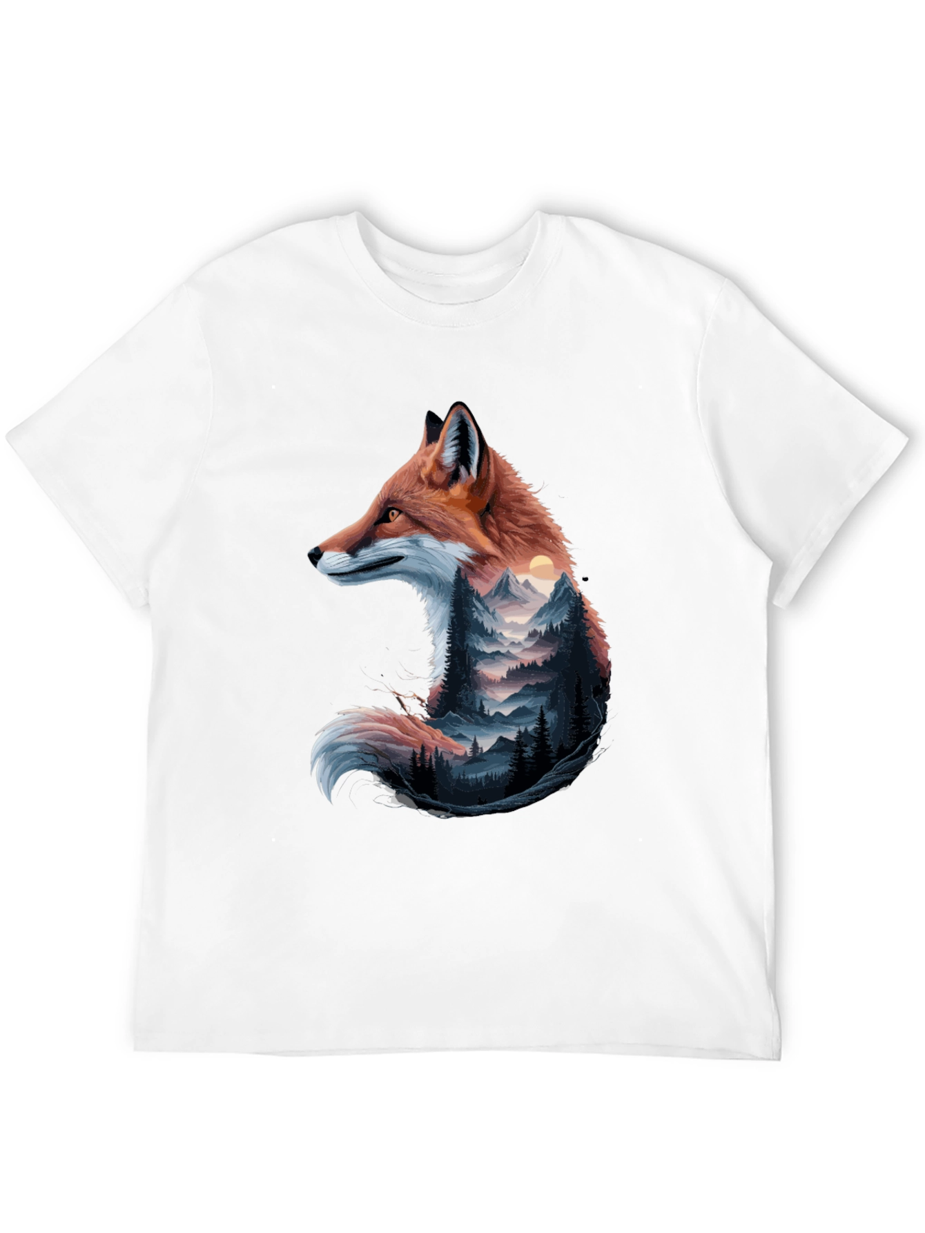 Black Fox & Mountain Graphic Tee - Nature Inspired Design view 12