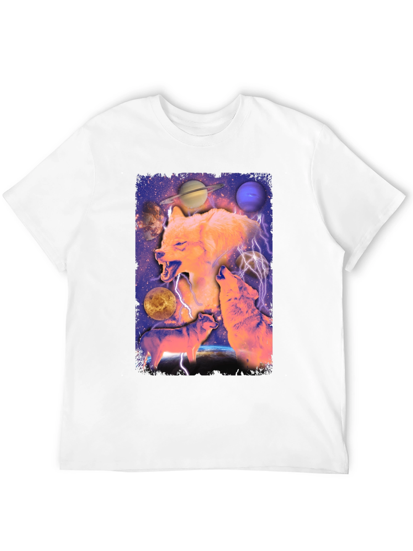 Black Wolf Galaxy Graphic Print Tee view 12