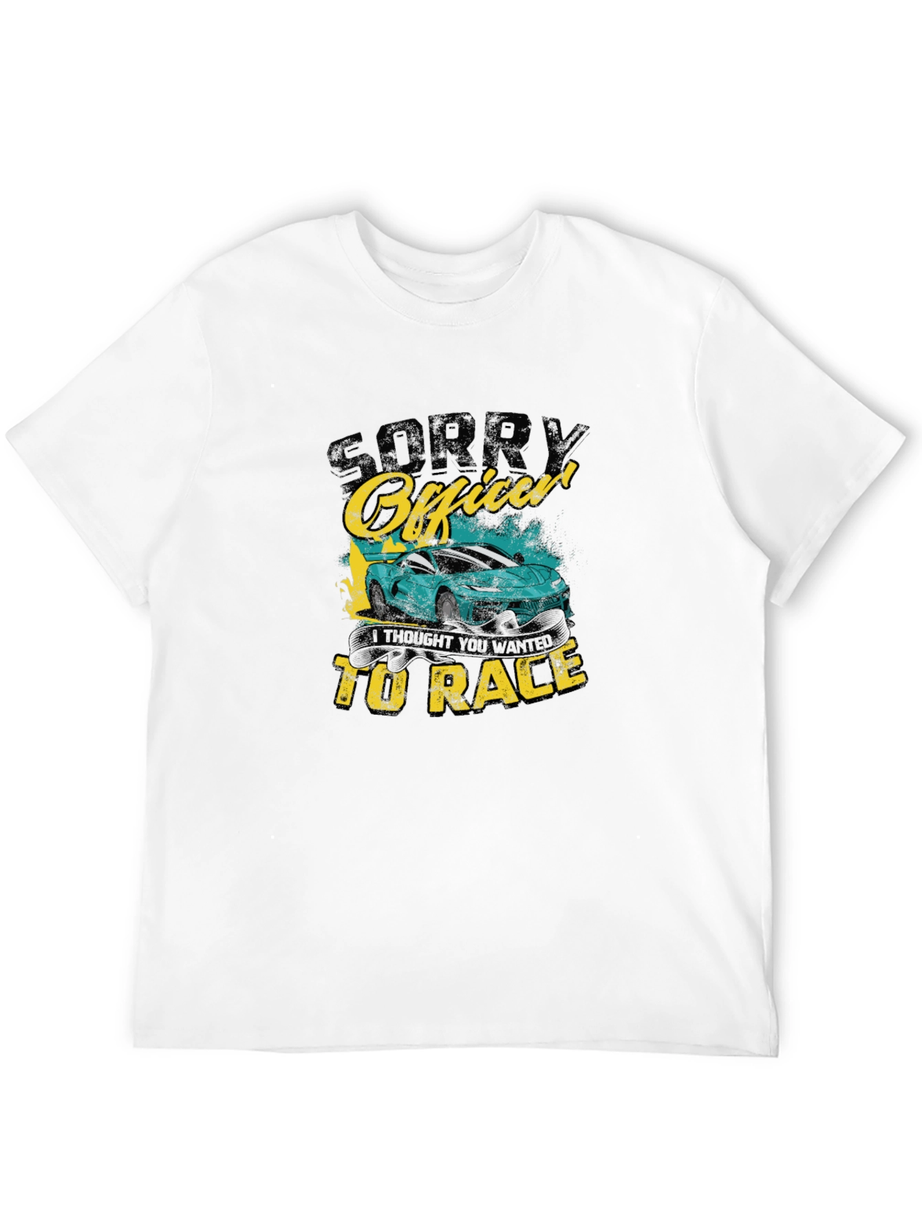 Black Sorry Officer Funny Car Racing T-Shirt view 12