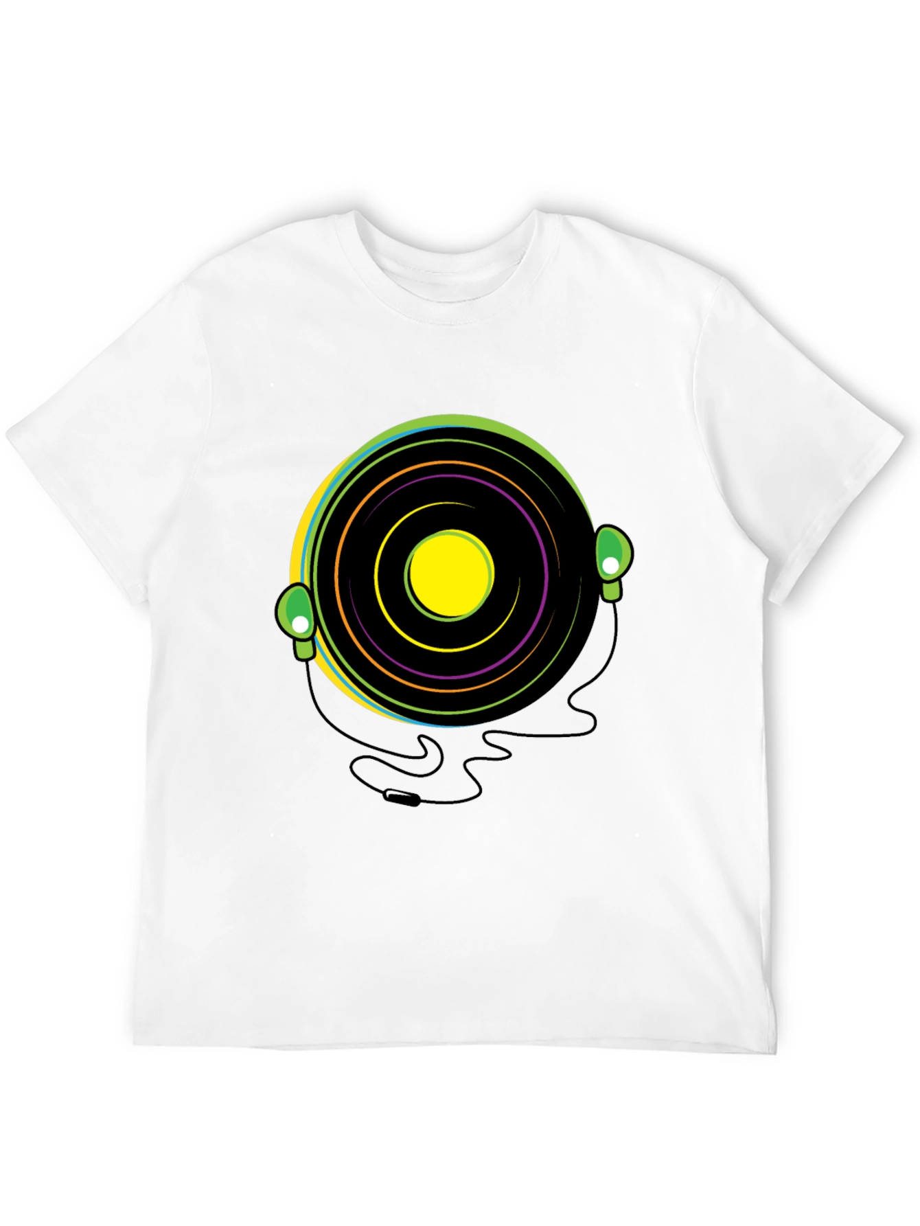 Black Groovy Vinyl Record Headphone T-Shirt view 12