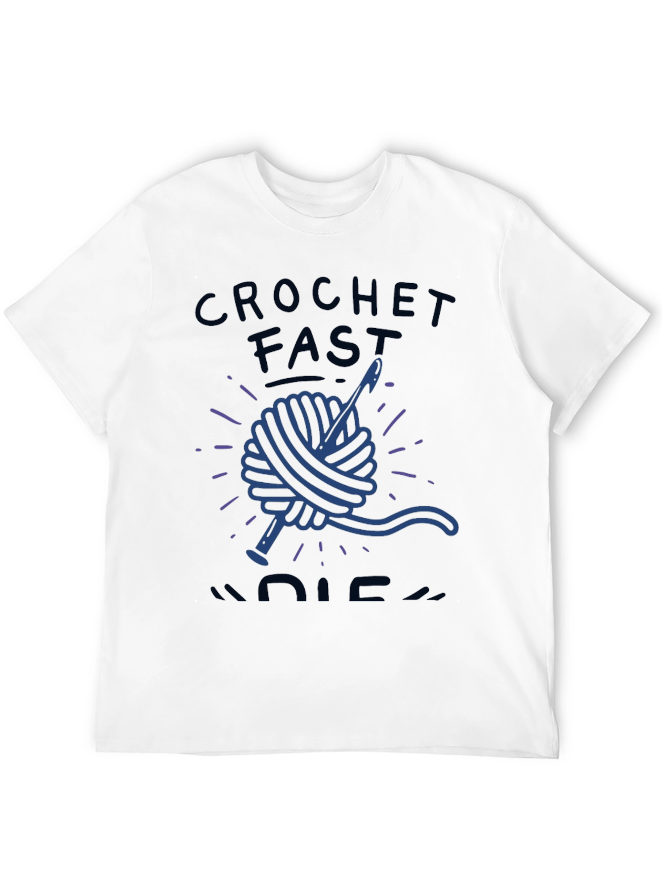 Black Crochet Fast Die Warm Funny T-Shirt view 12