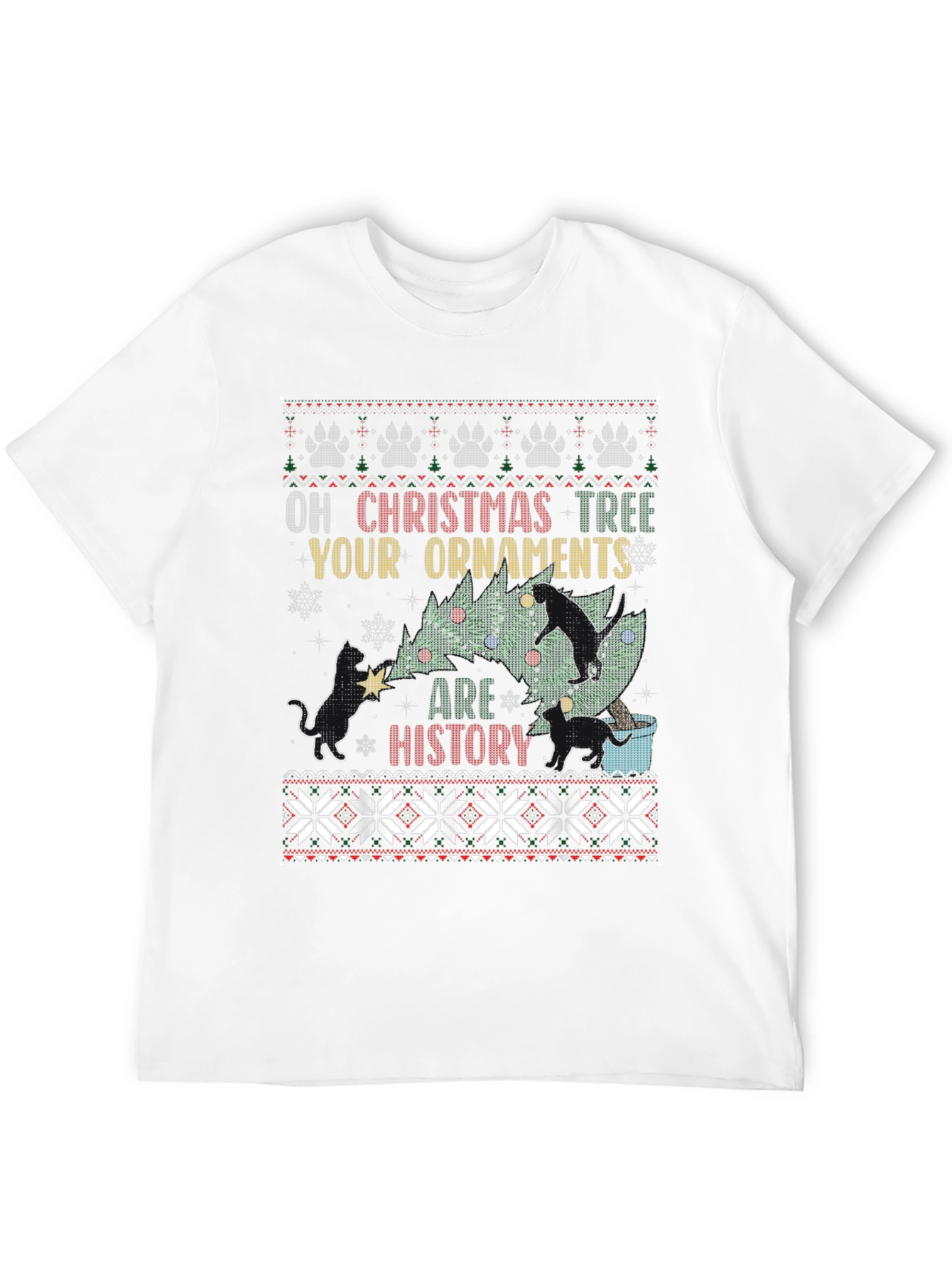 Black Funny Christmas Cat T-Shirt view 12