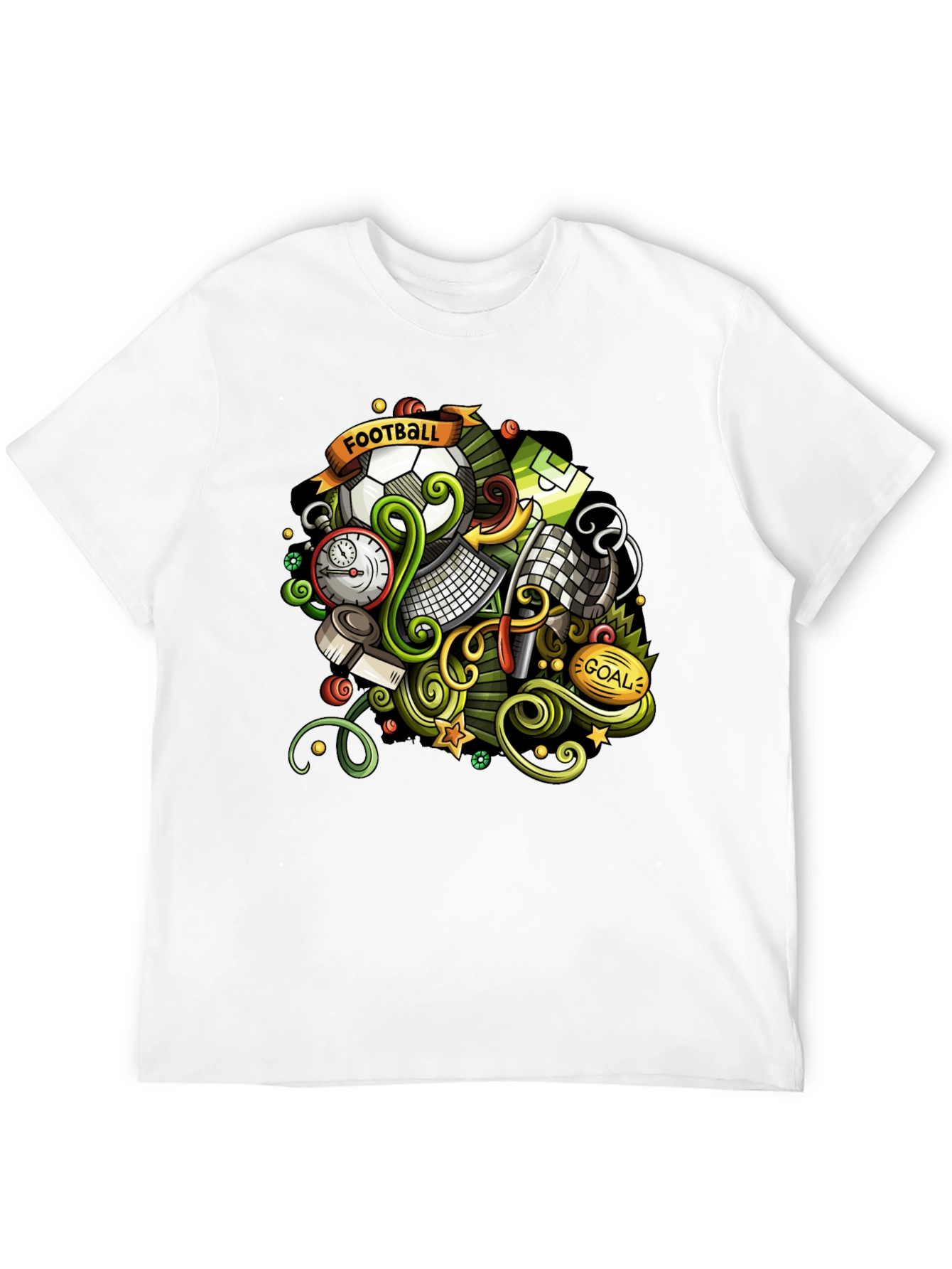 Black Football Cartoon Graphic T-Shirt view 12