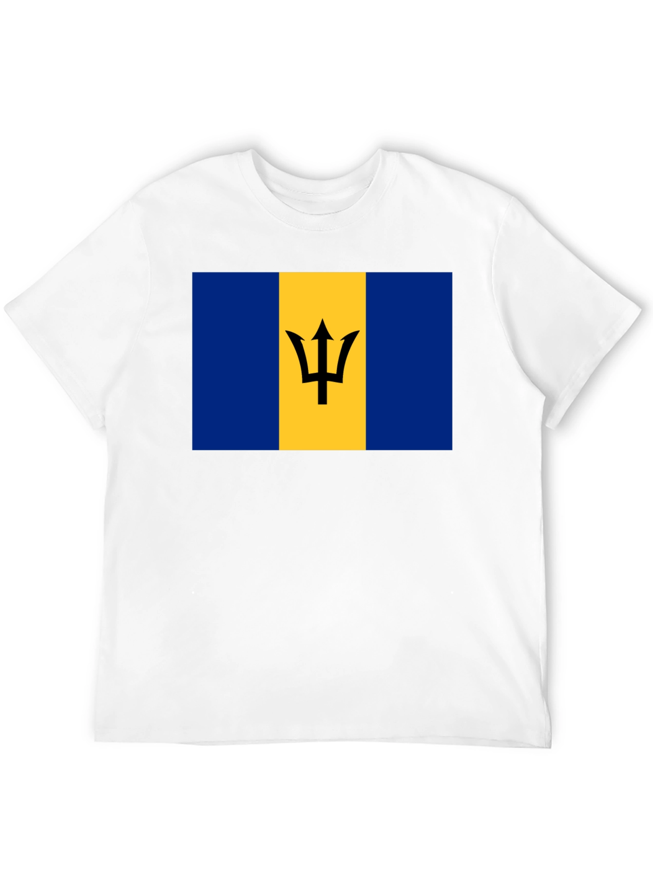 Black Barbados Flag T-Shirt -  Unisex Crew Neck Tee view 12