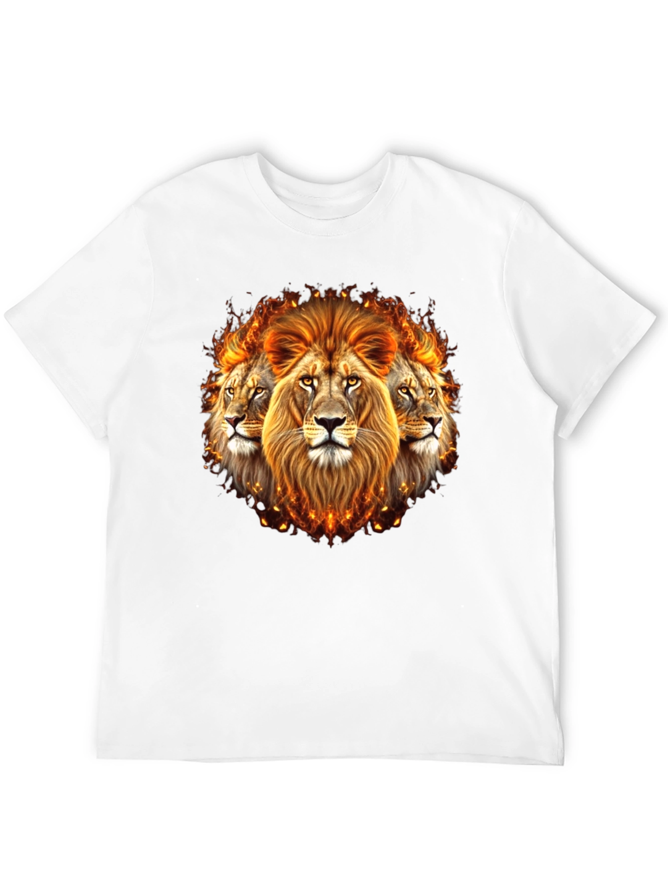 Black Fiery Lion Head Graphic Tee - Bold Black Shirt view 12