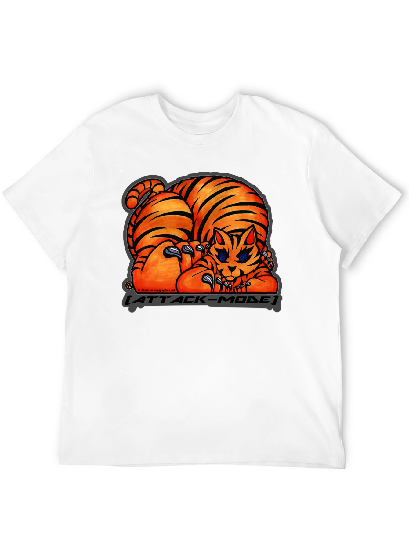 Black Attack Mode Tiger Graphic T-Shirt, Cotton Blend, Casual Wear view 12