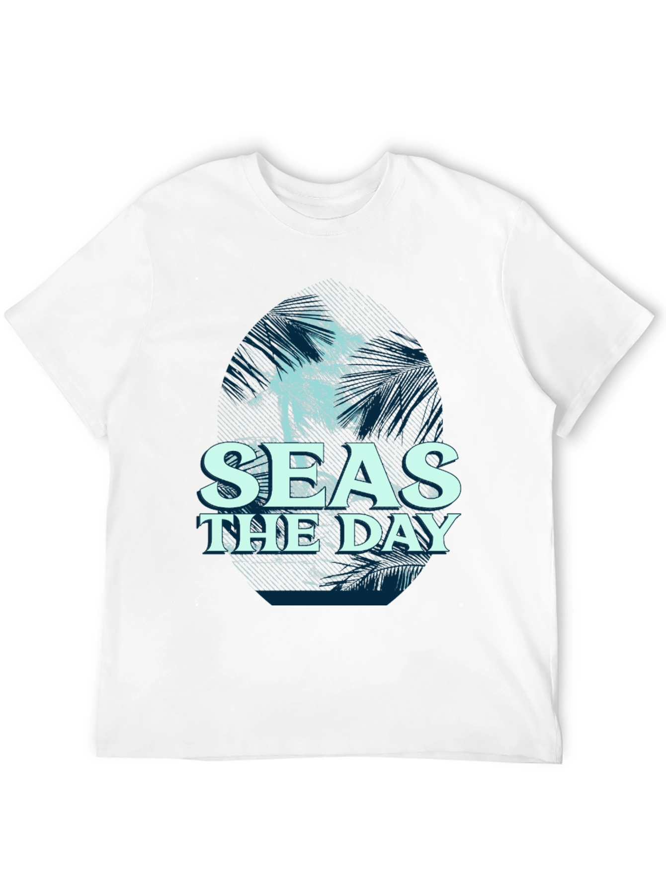 Seas the Day Graphic T-Shirt, Black Casual Tee - 12