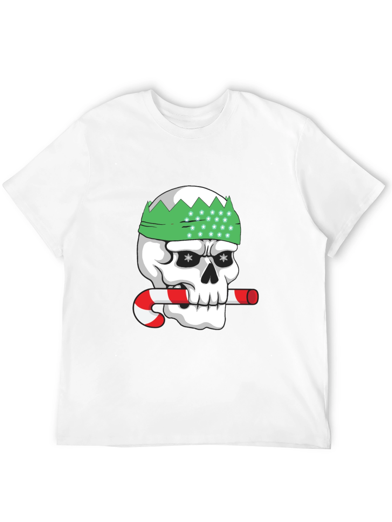 Black Festive Skull Graphic Tee - Holiday Humor view 12