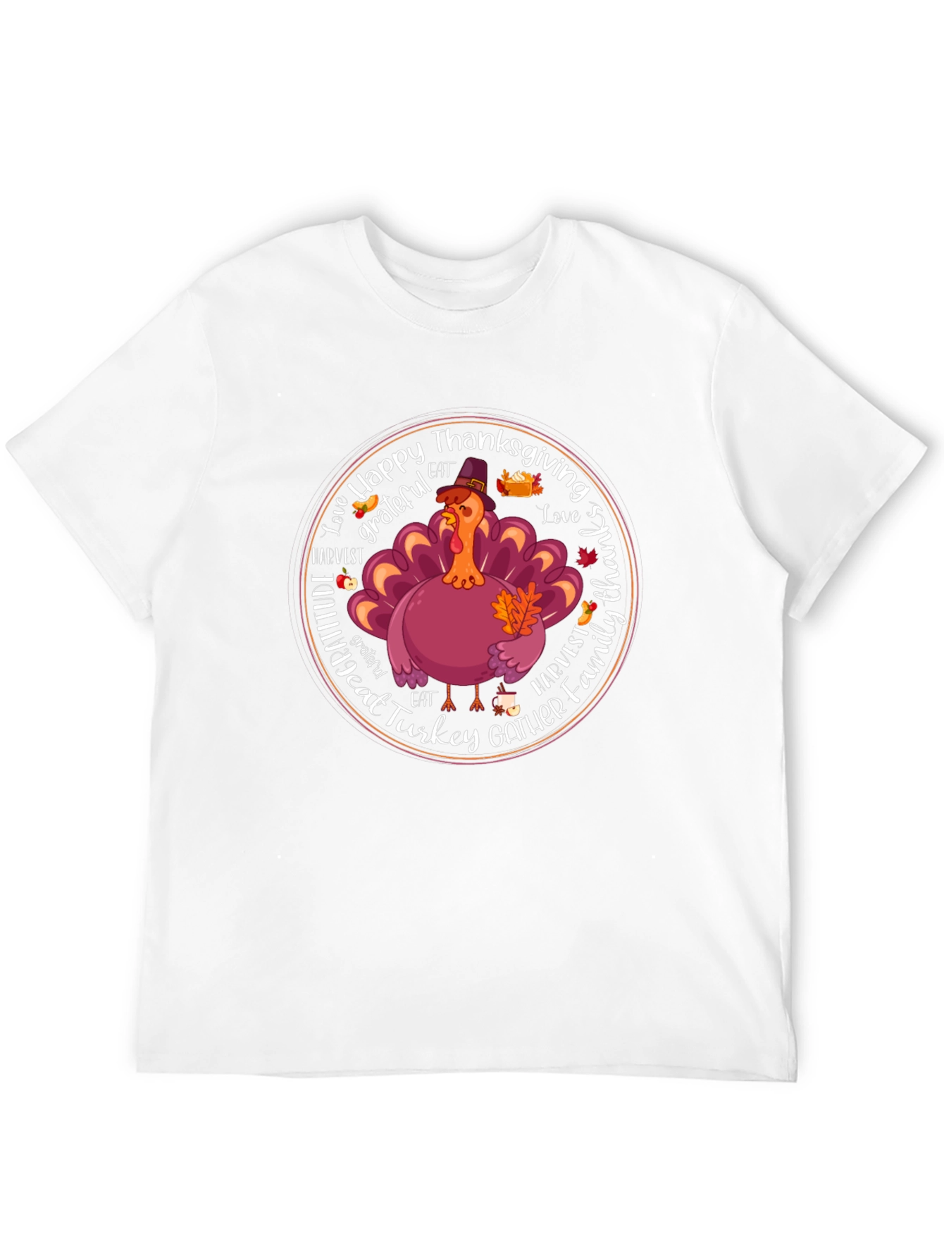 Black Happy Thanksgiving Turkey Graphic T-Shirt view 12