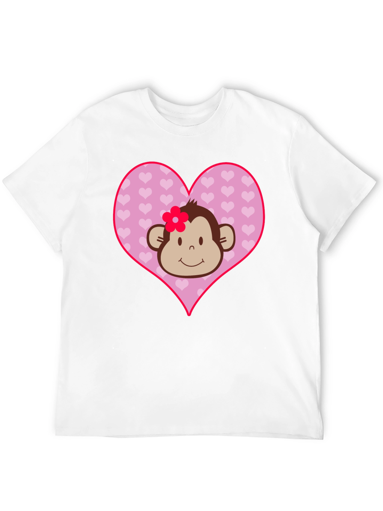Black Cute Monkey Heart Graphic Tee - Black Cotton Shirt view 12