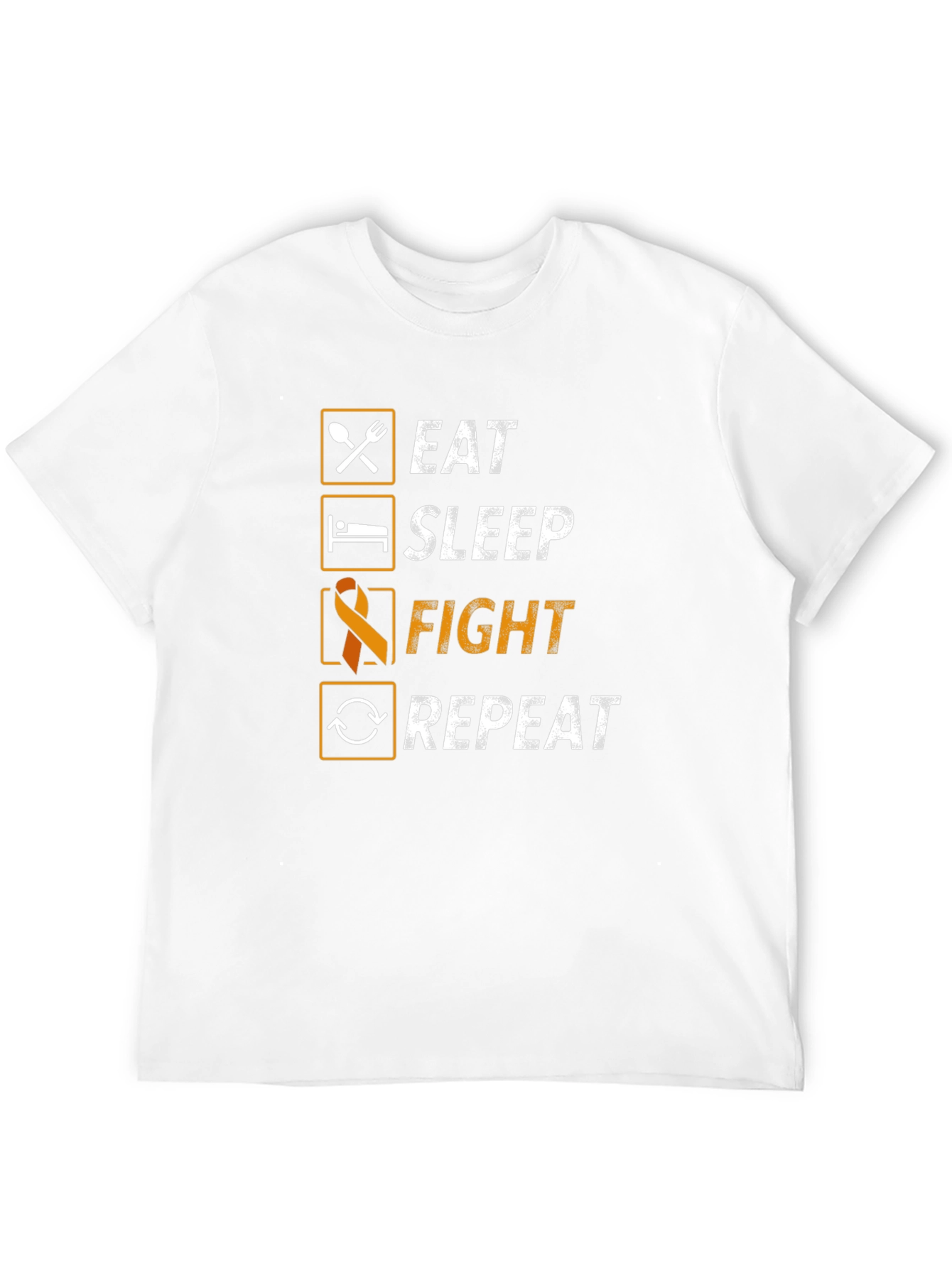 Black Eat Sleep Fight Repeat Awareness T-Shirt view 12