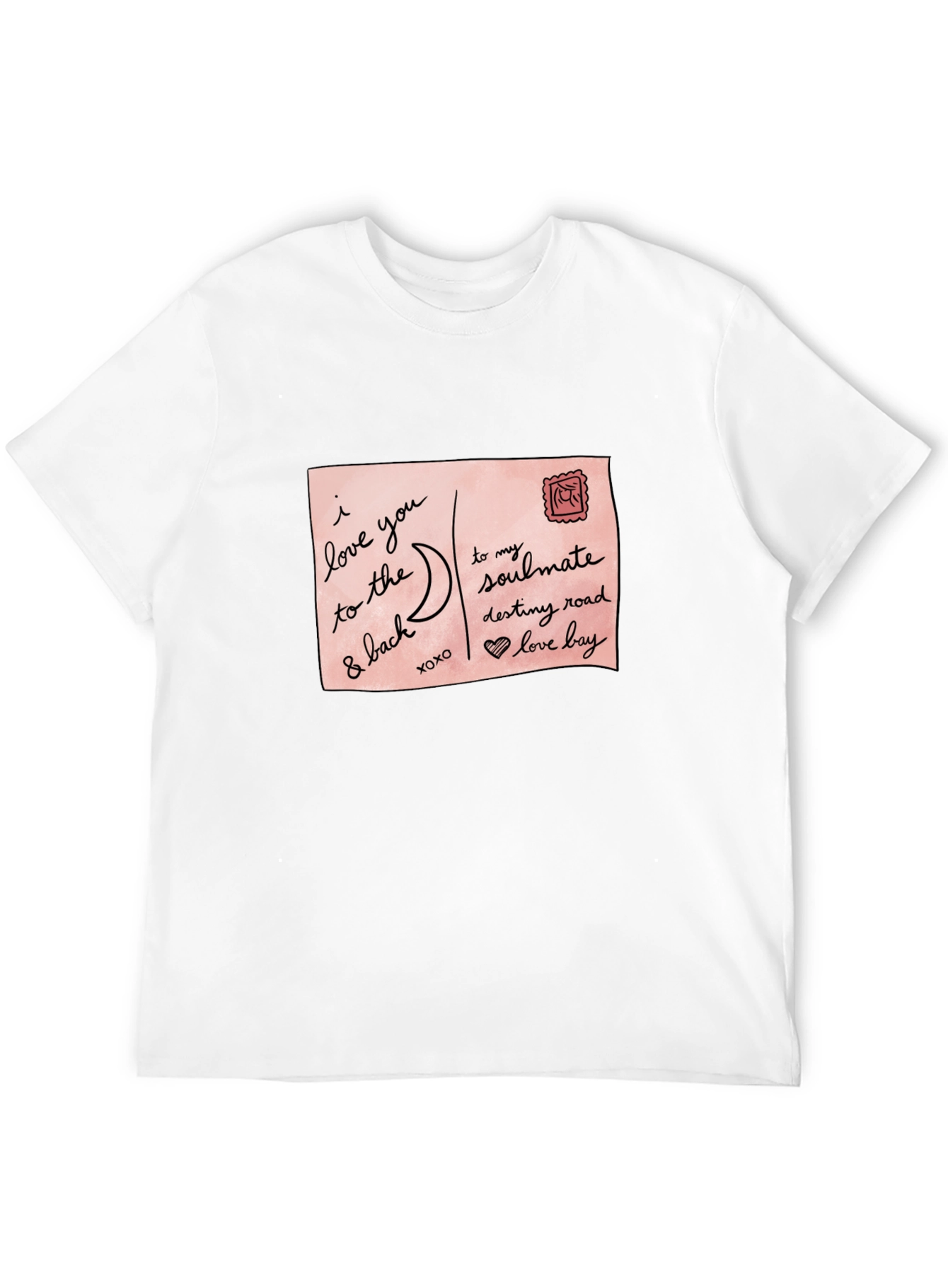 Black Romantic Postcard Graphic Black T-Shirt view 12