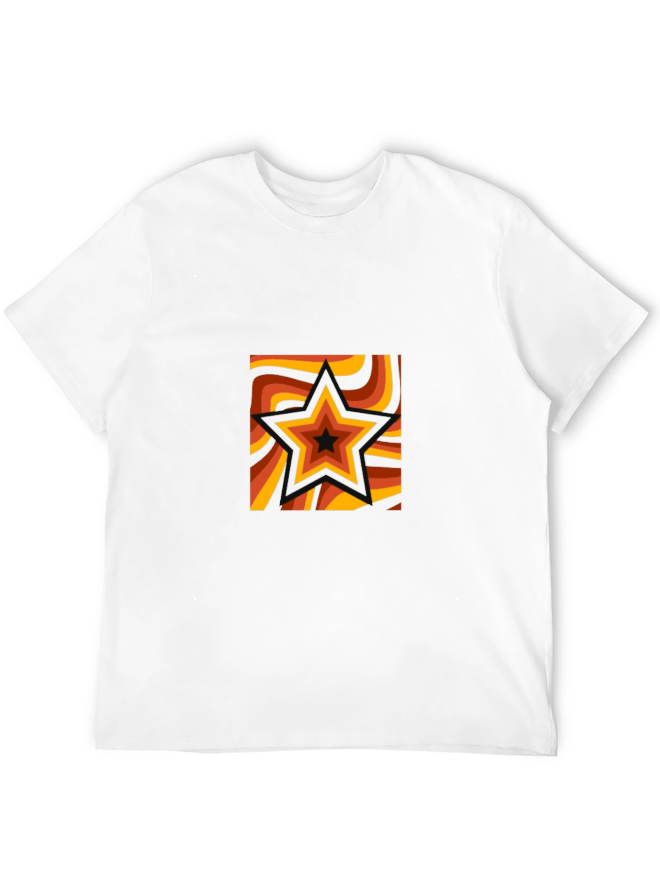 Black Retro Star Graphic Tee - Black Cotton T-Shirt view 12
