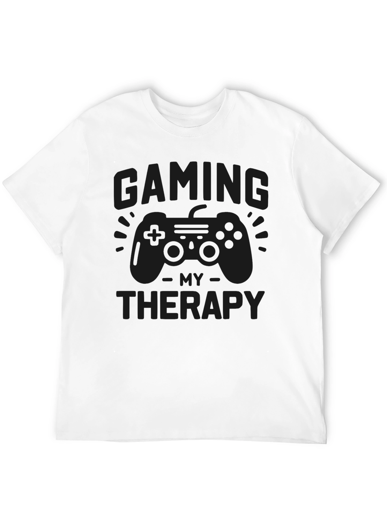 Black Gaming Therapy T-Shirt -  Black Graphic Tee view 12