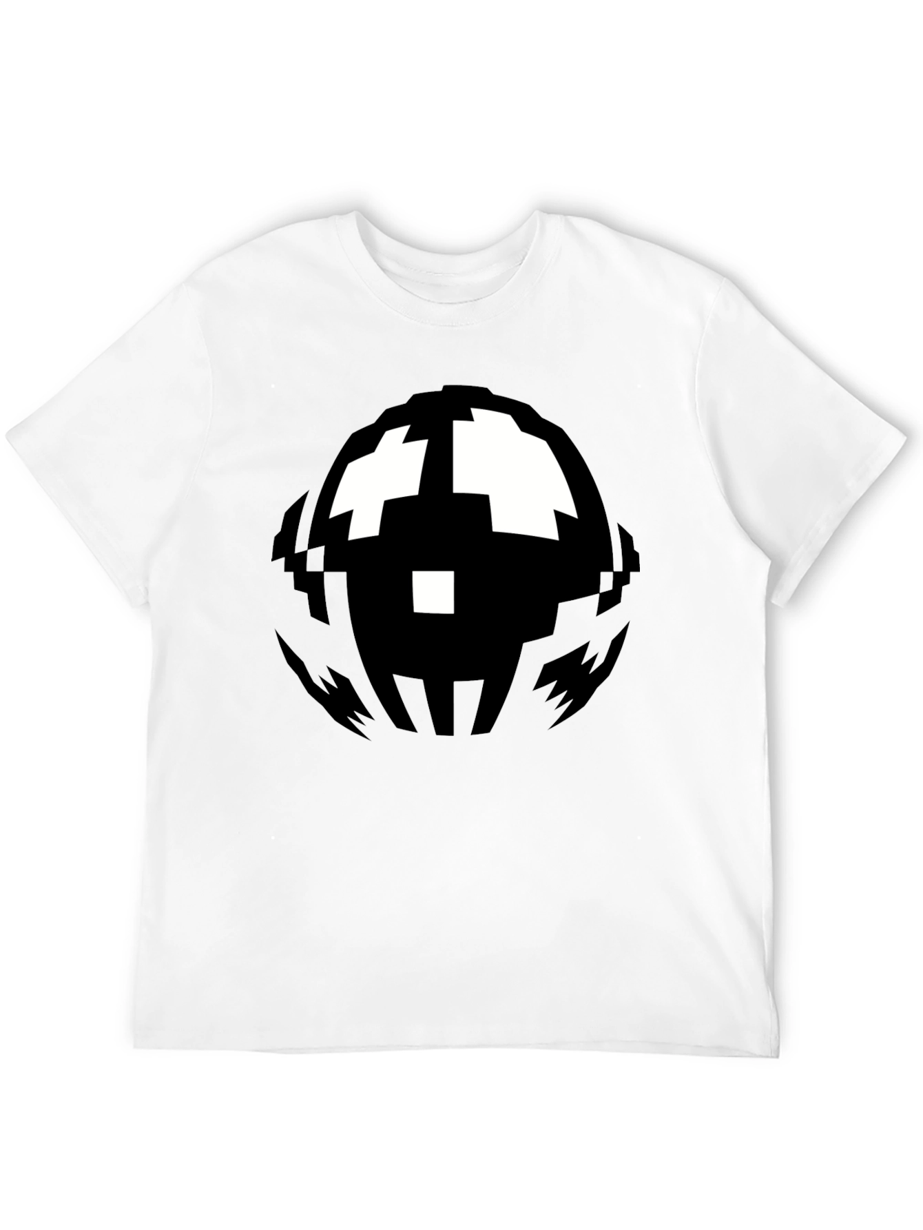 Black Pixelated Graphic T-Shirt - Black Crew Neck Tee view 12