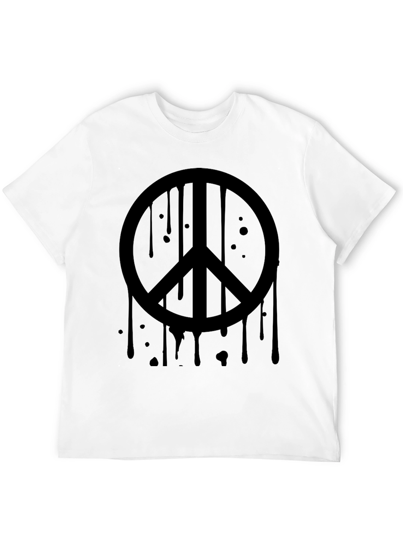 Black Black Peace Sign Drip Graphic Tee - Soft Cotton Casual view 12