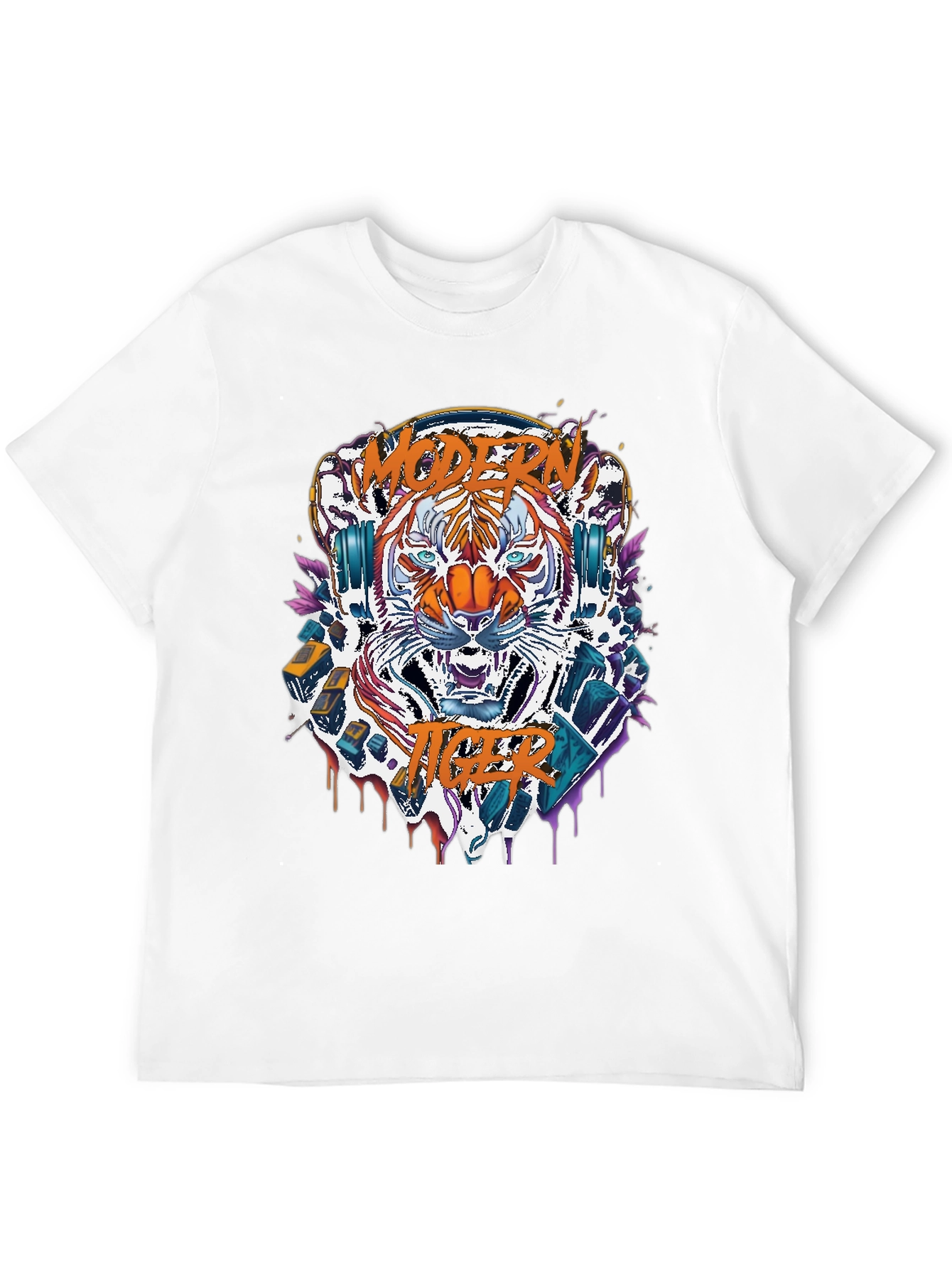 Black Modern Tiger Graphic Tee view 12