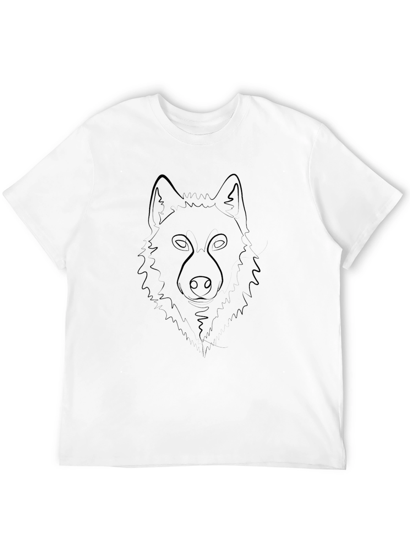 Black Black Wolf Graphic Tee - Minimalist Line Art view 12