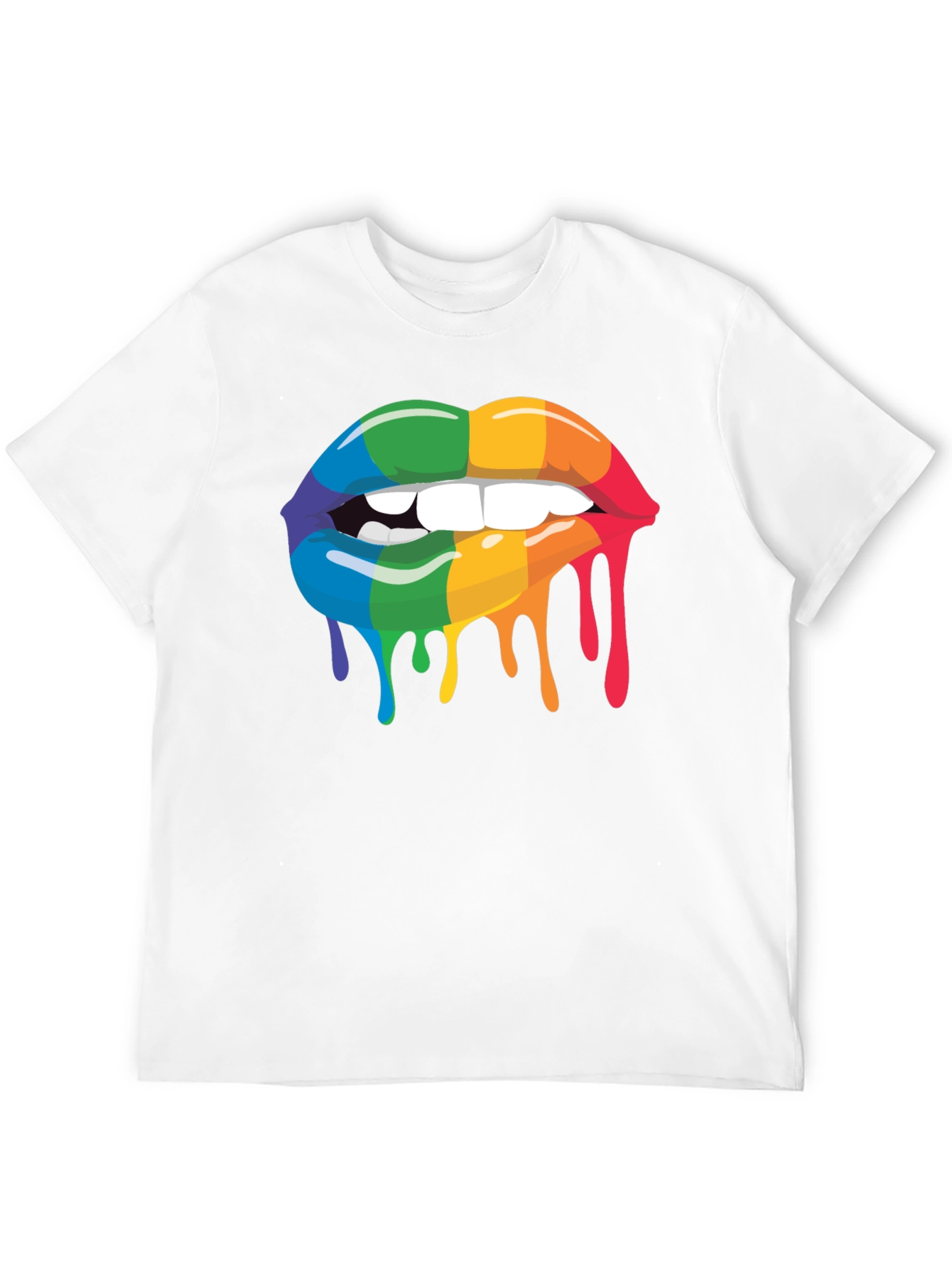 Black Rainbow Lips Graphic Tee - Black Cotton Blend view 12