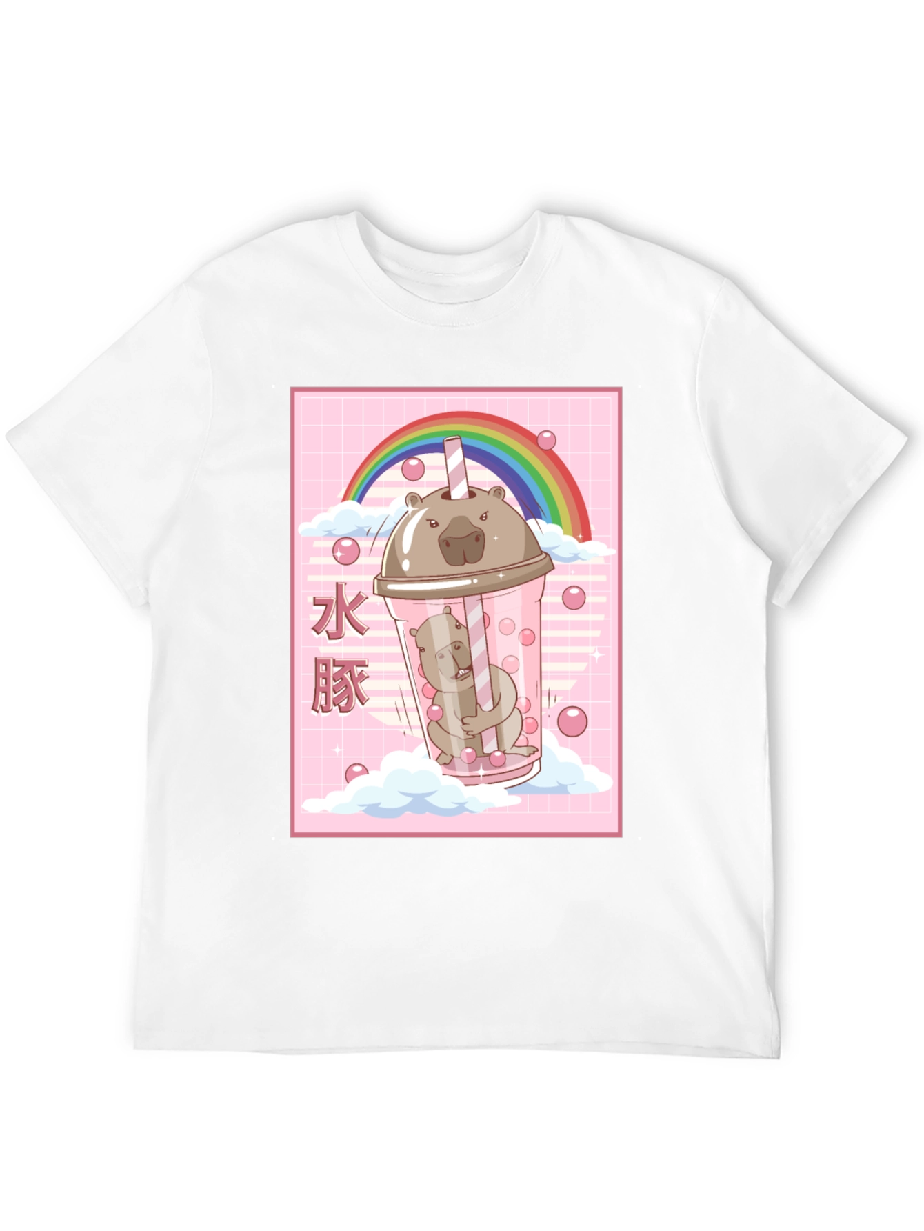 Kawaii Wombat Bubble Tea Black T-Shirt - 12