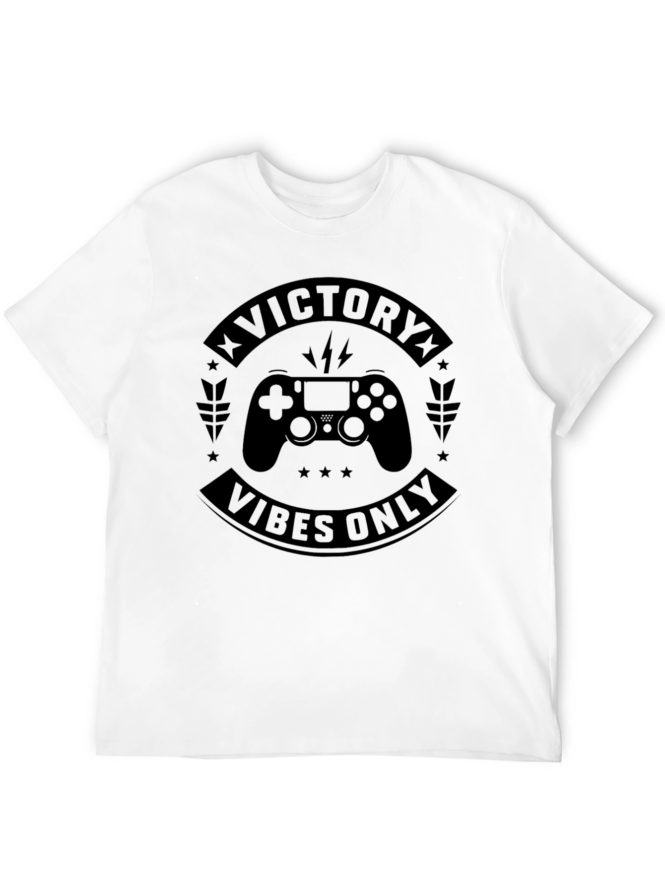 Black Victory Vibes Only Gaming T-Shirt view 12