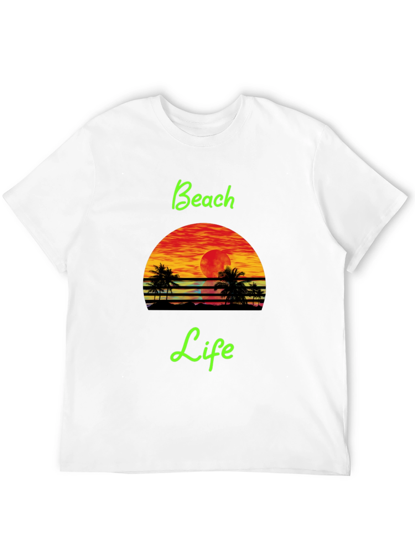 Black Beach Life Black T-Shirt Retro Sunset Palm Tree Design view 12