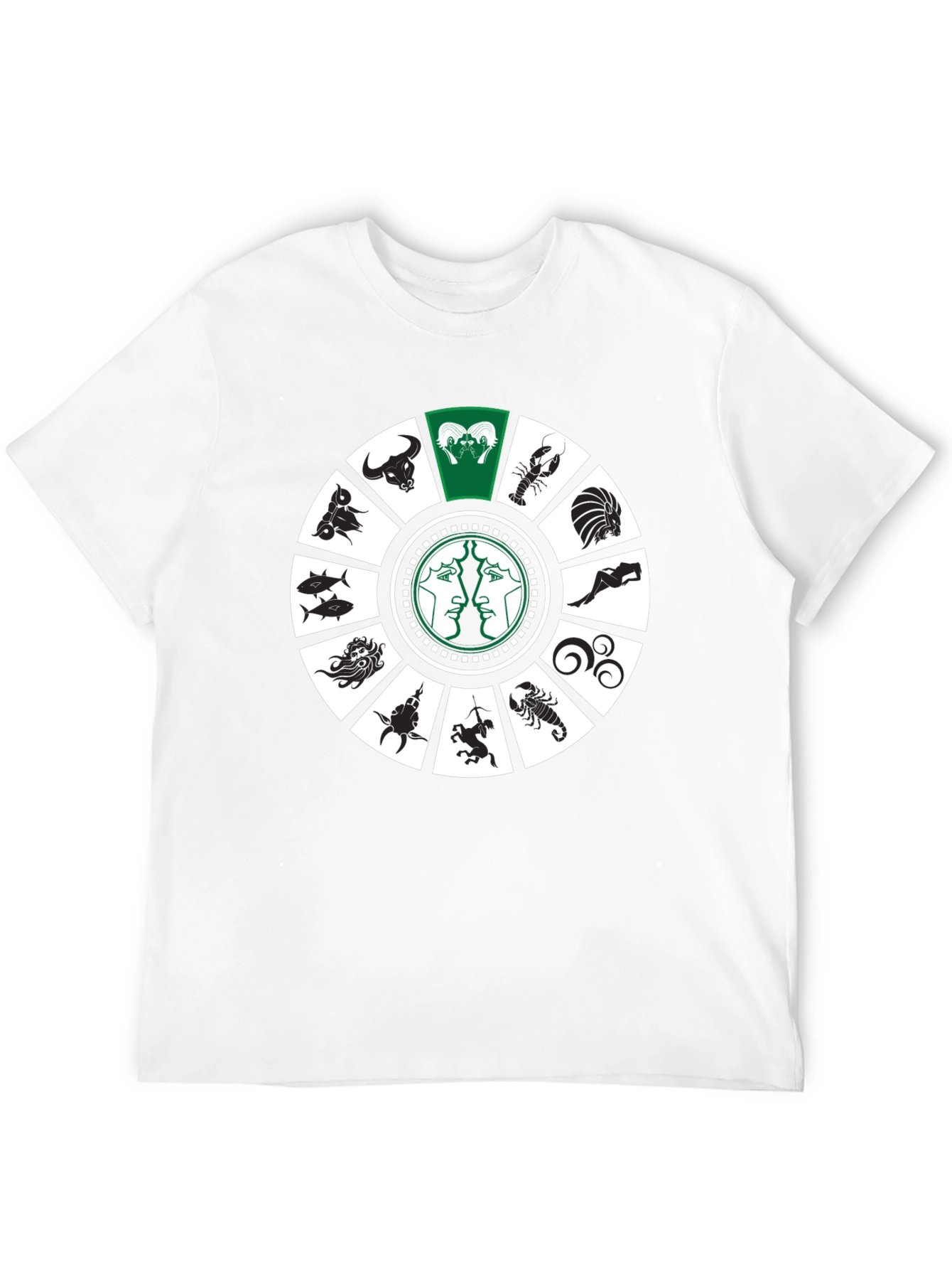 Black Zodiac Sign Wheel T-Shirt view 12